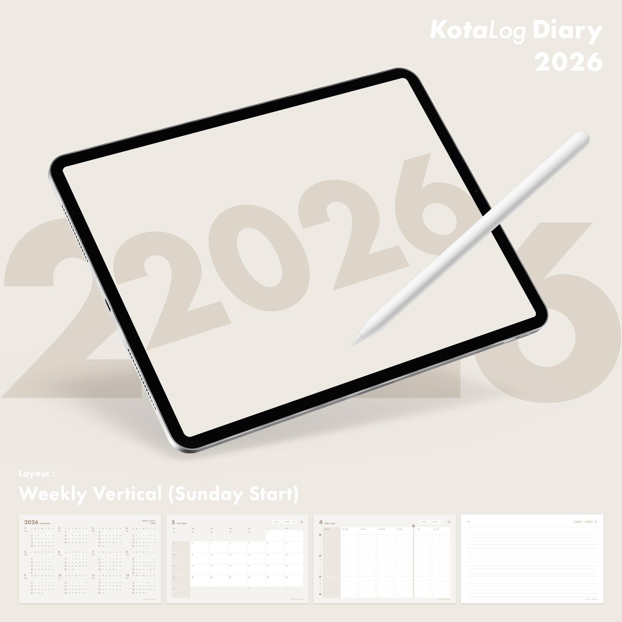 KotaLog Diary 2026 Vert.