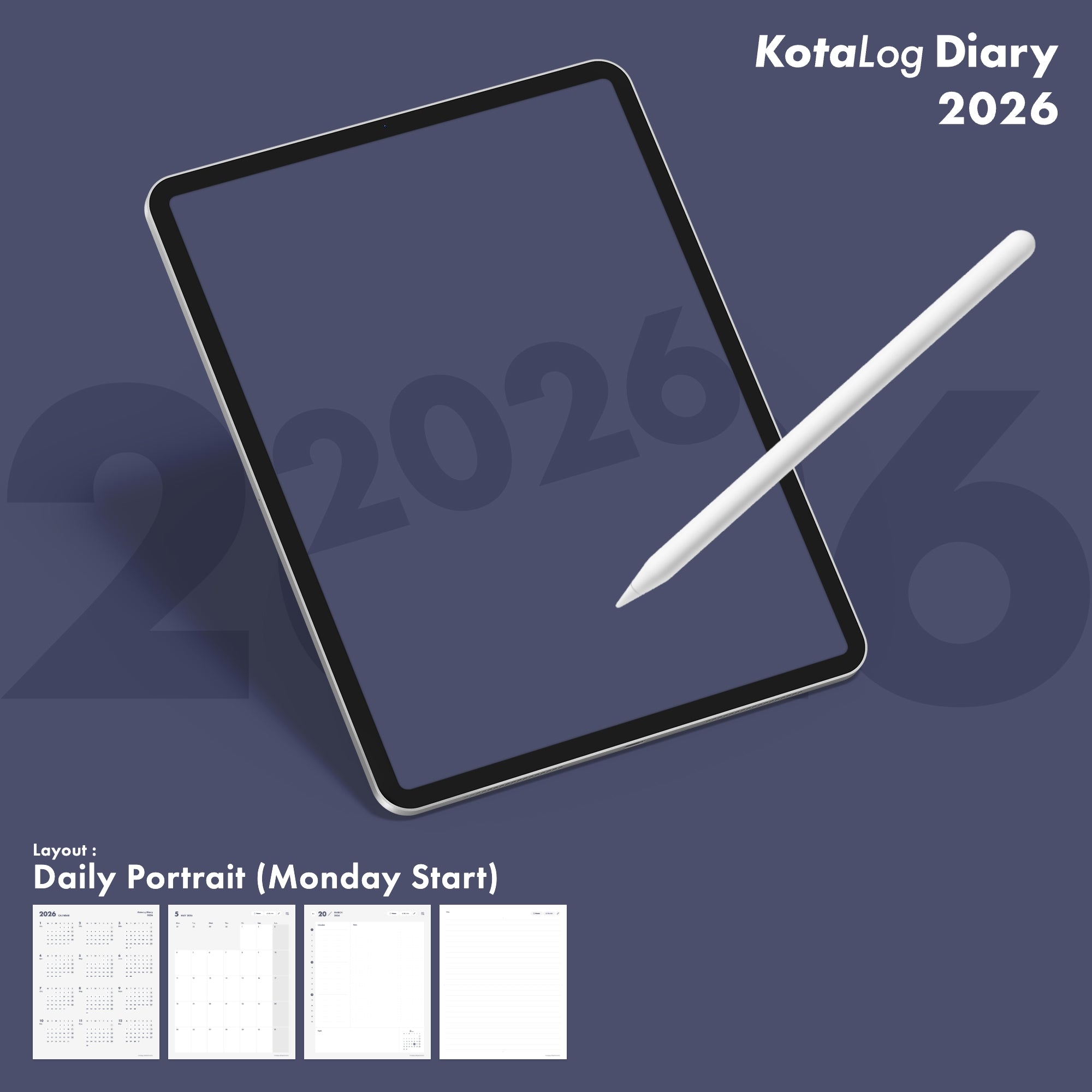 KotaLog Diary 2026 Daily Por.