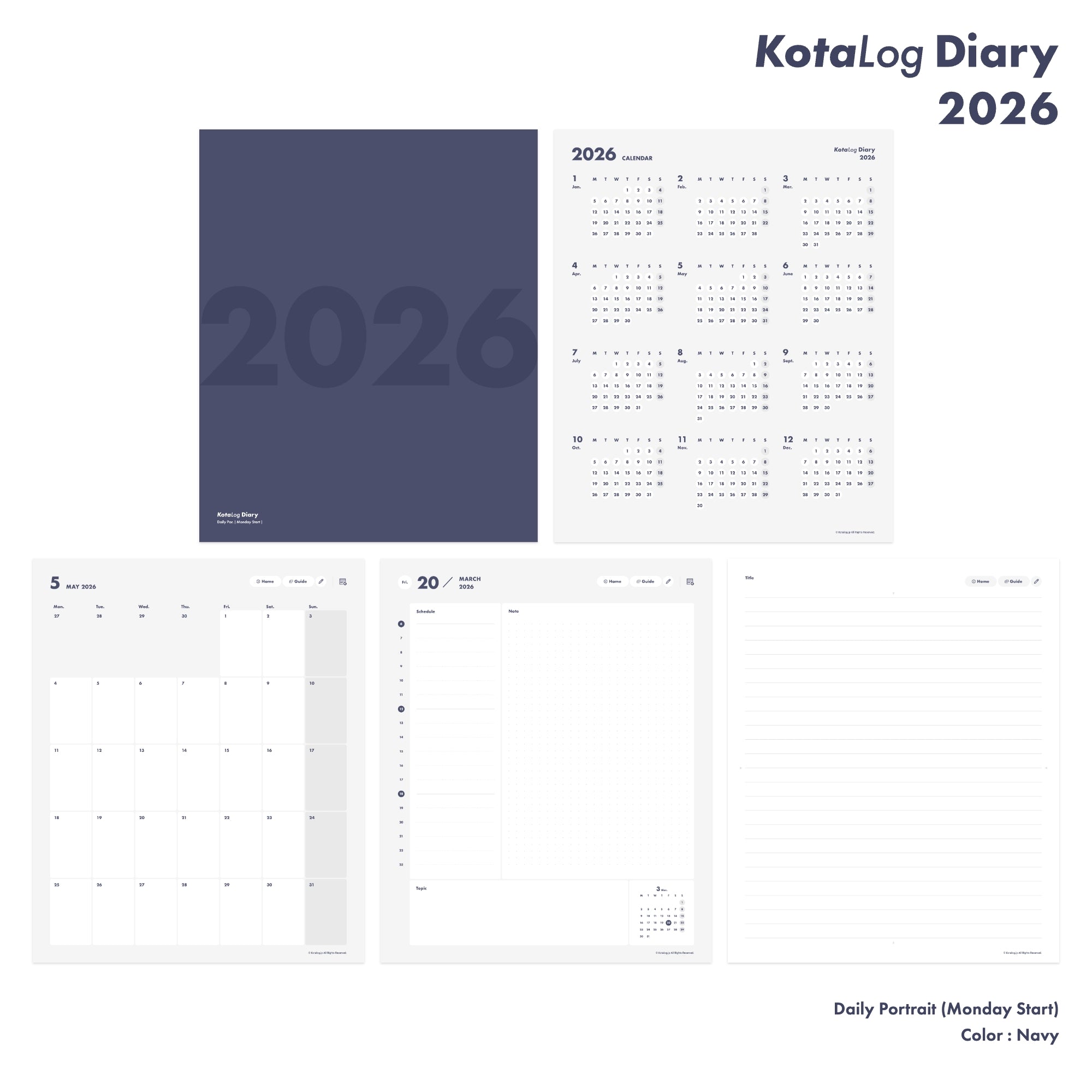 KotaLog Diary 2026 Daily Por.