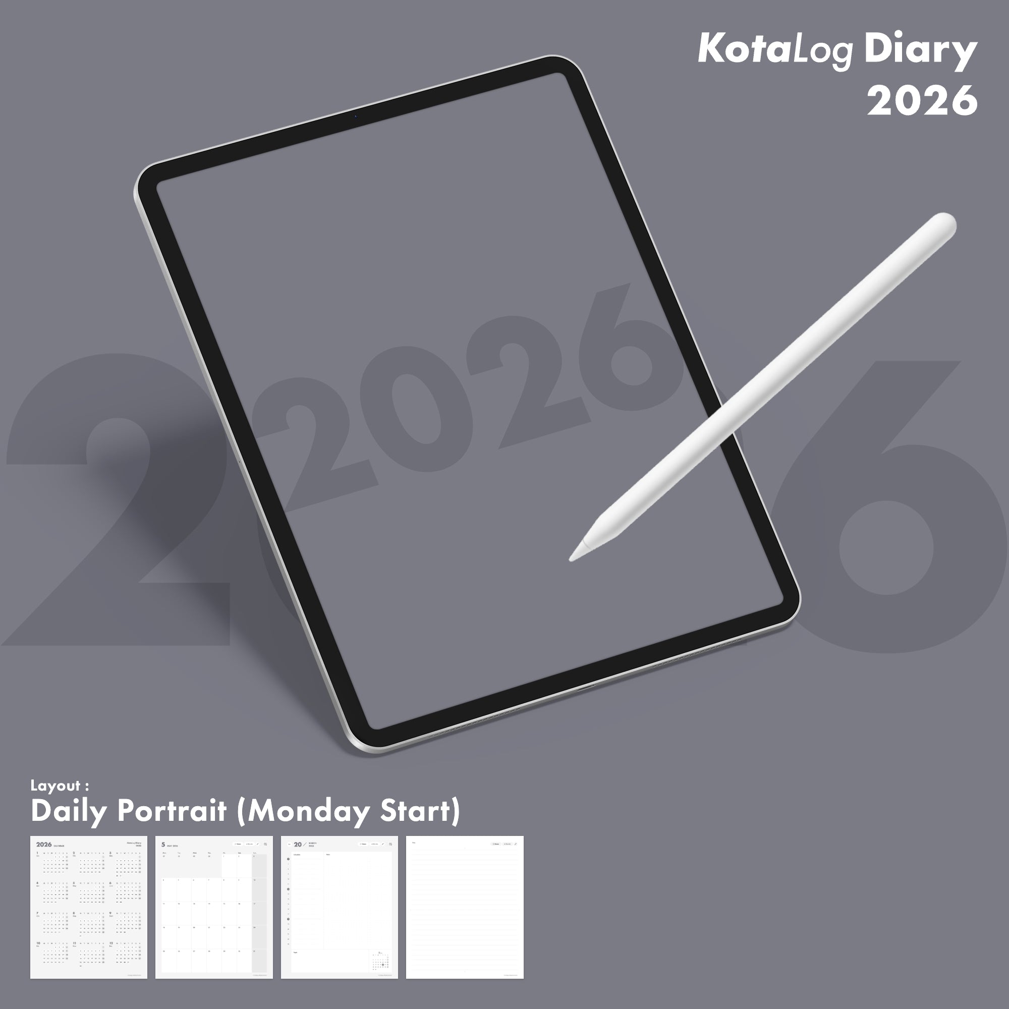 KotaLog Diary 2026 Daily Por.