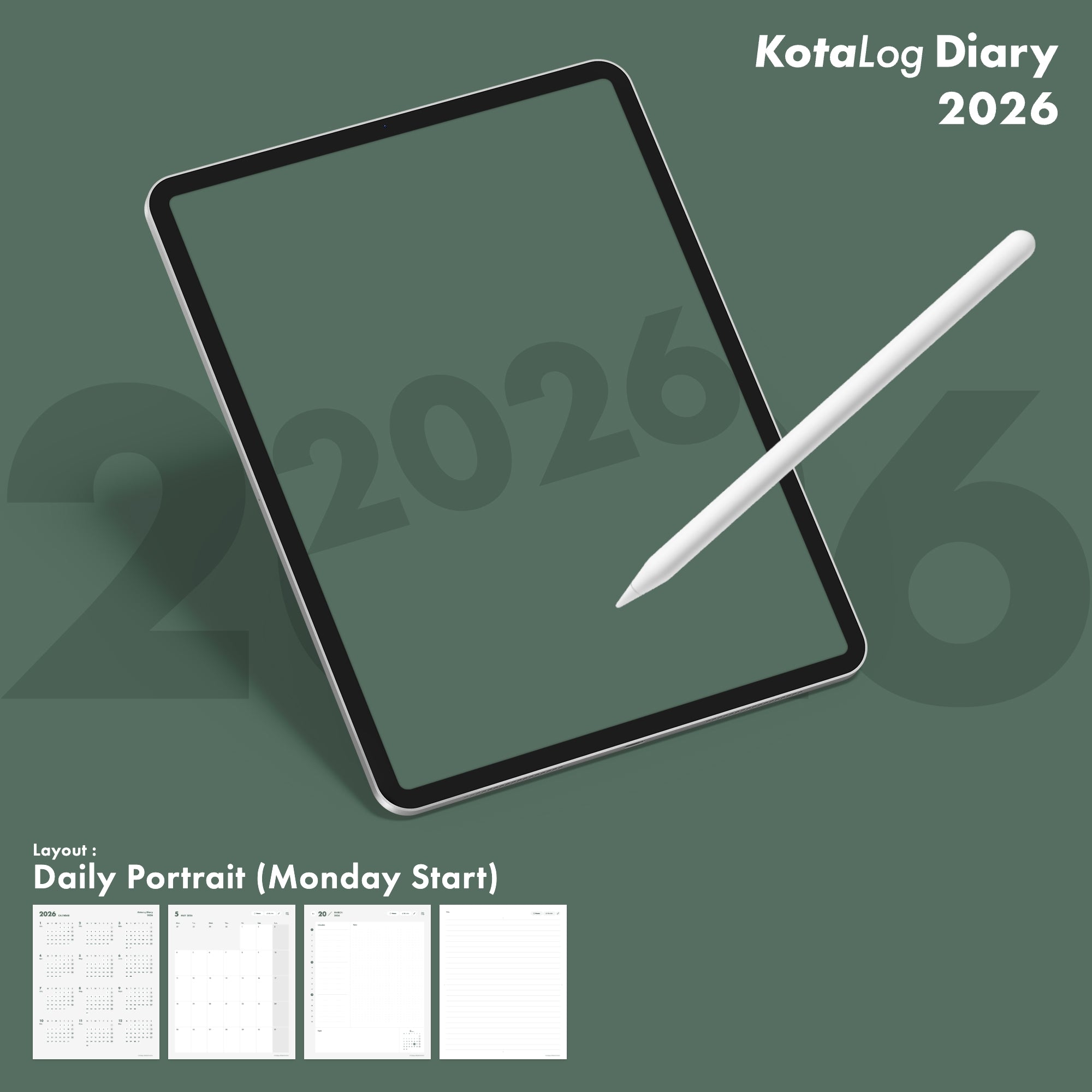 KotaLog Diary 2026 Daily Por.