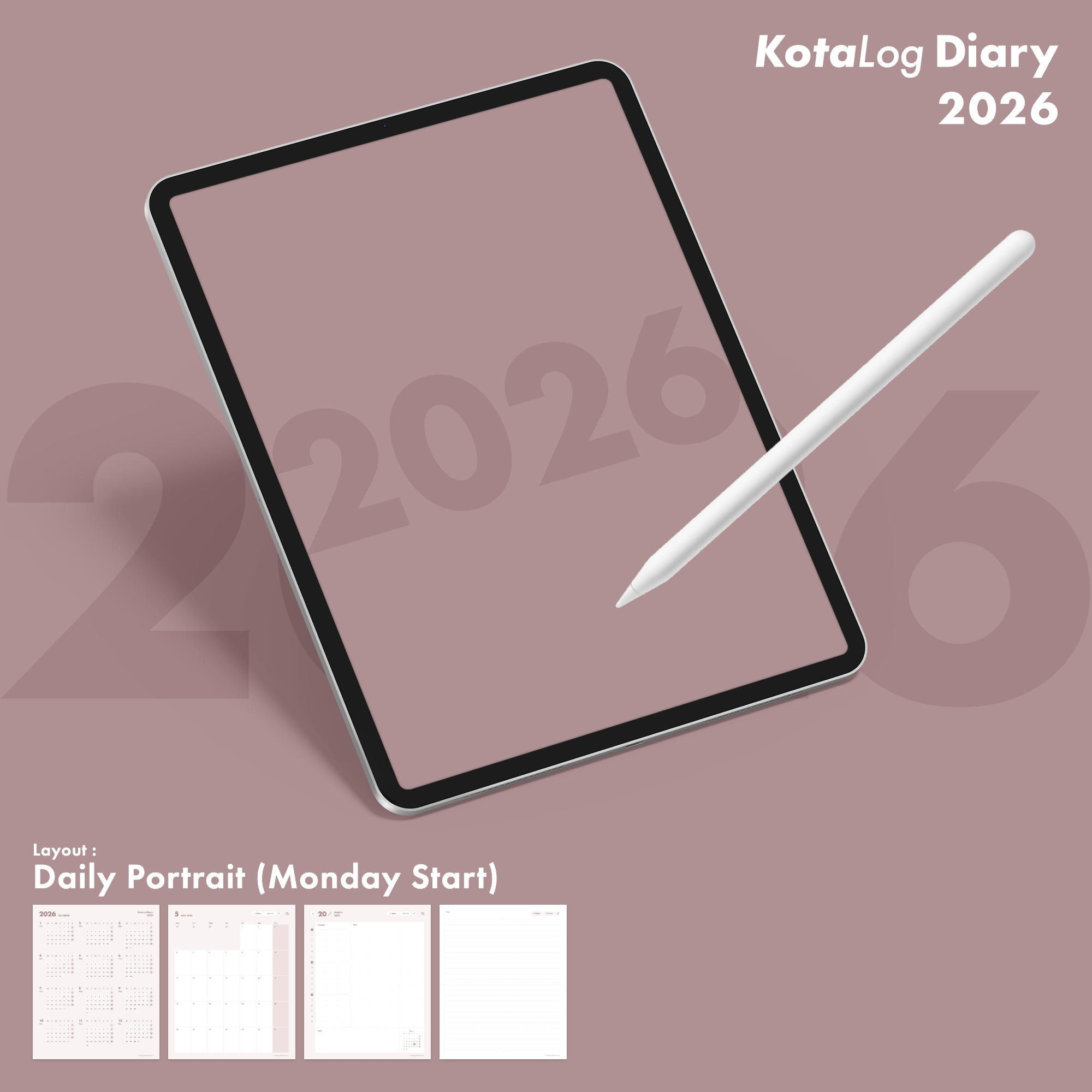 KotaLog Diary 2026 Daily Por.