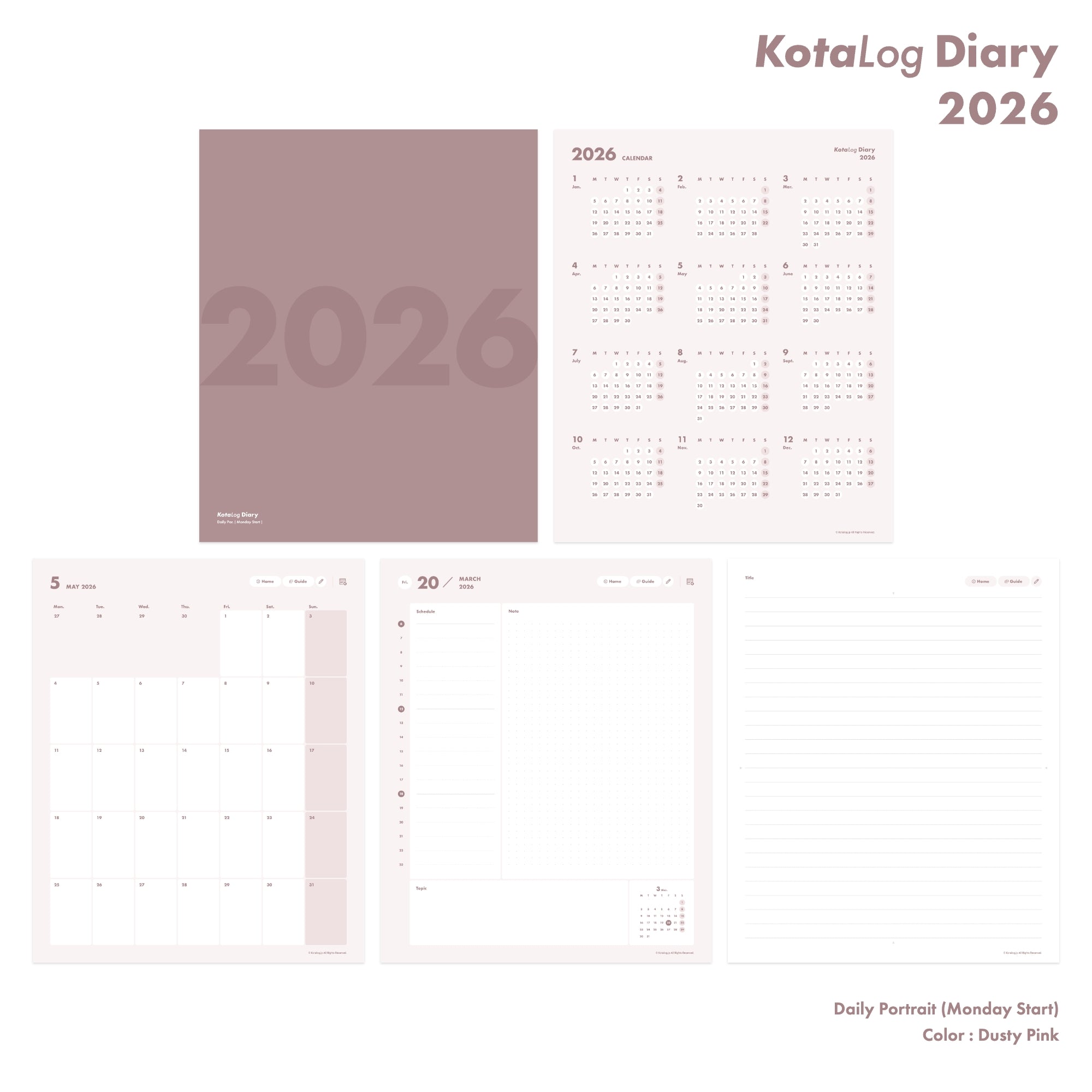 KotaLog Diary 2026 Daily Por.