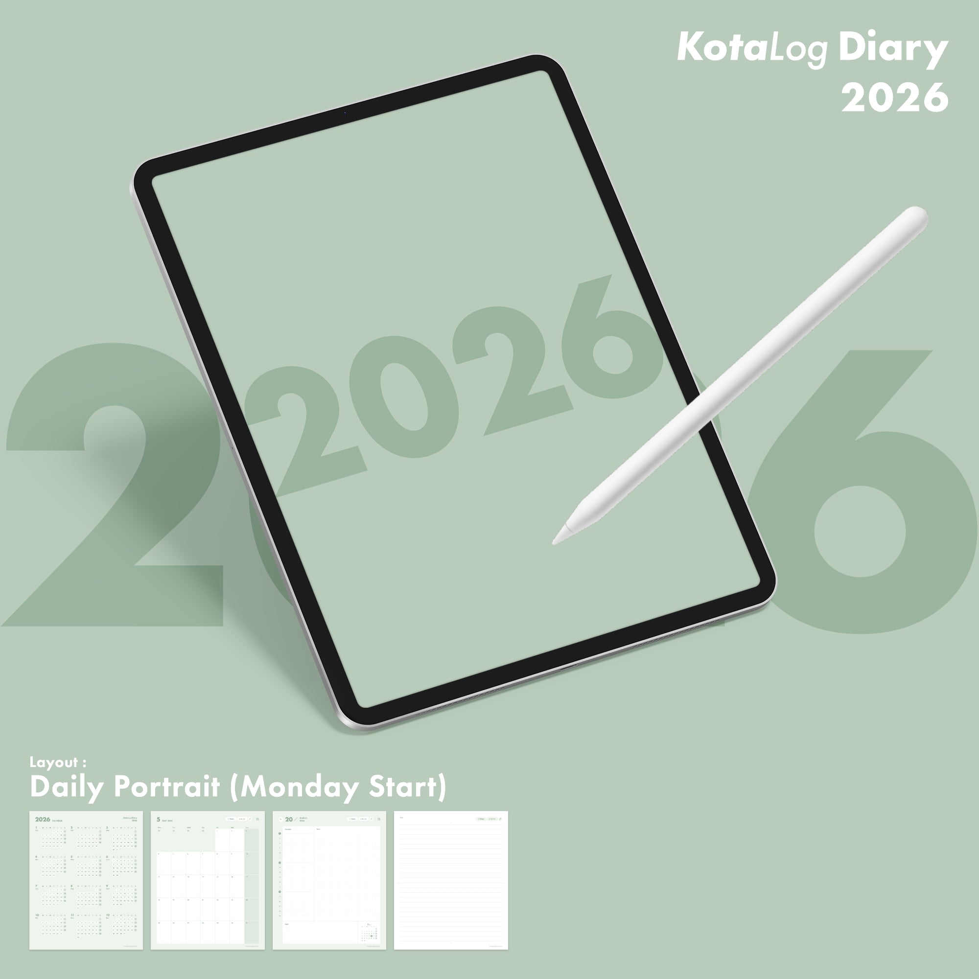KotaLog Diary 2026 Daily Por.