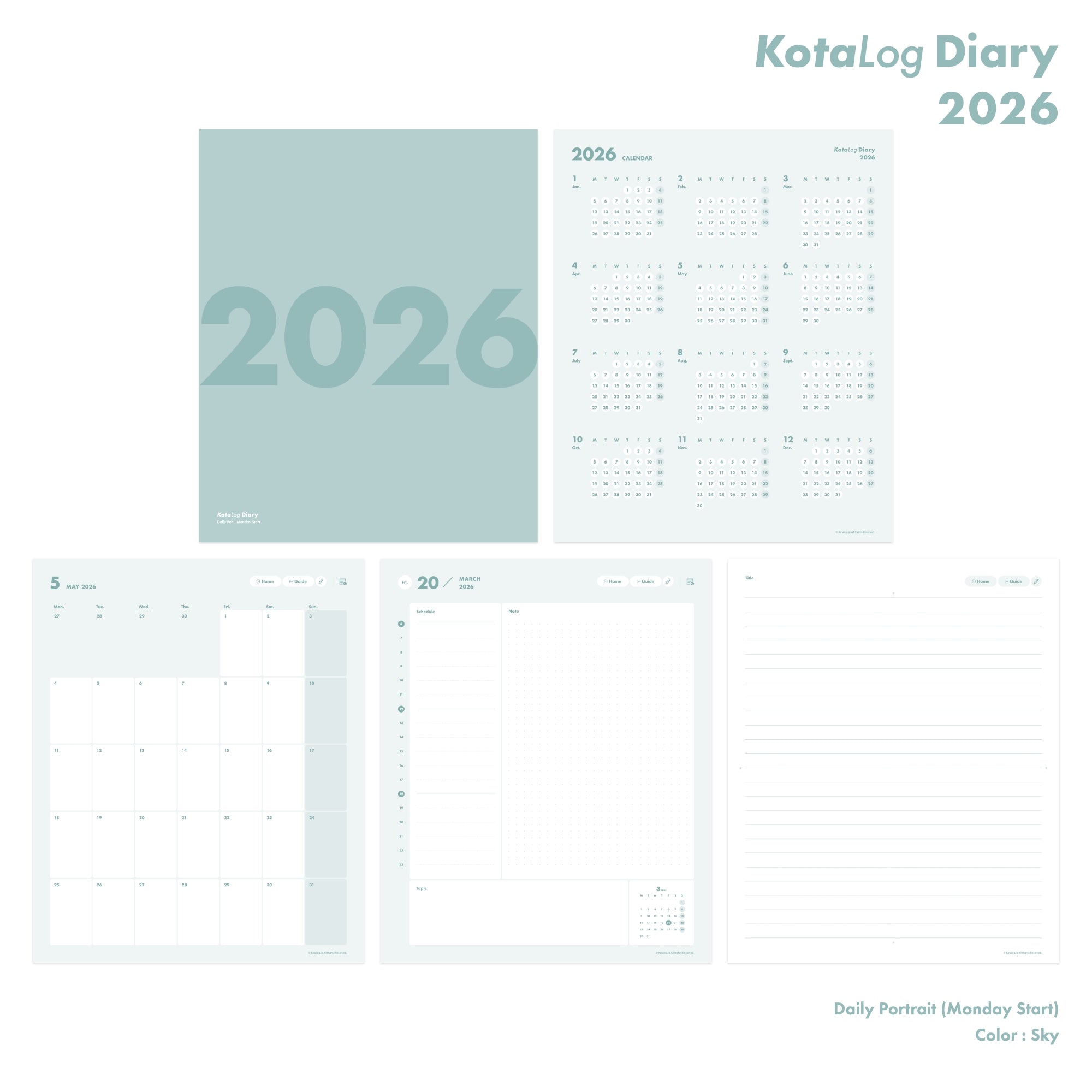 KotaLog Diary 2026 Daily Por.