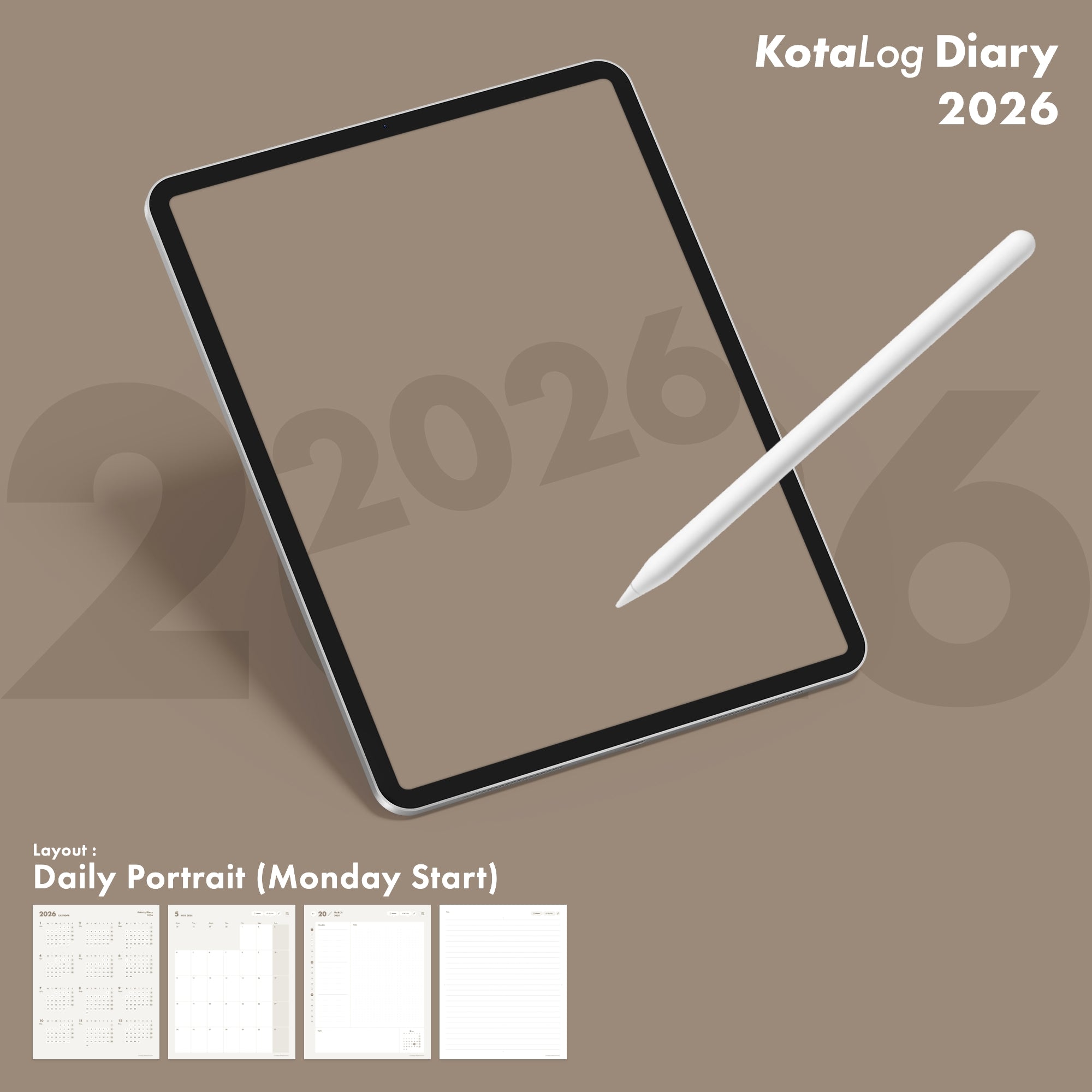 KotaLog Diary 2026 Daily Por.