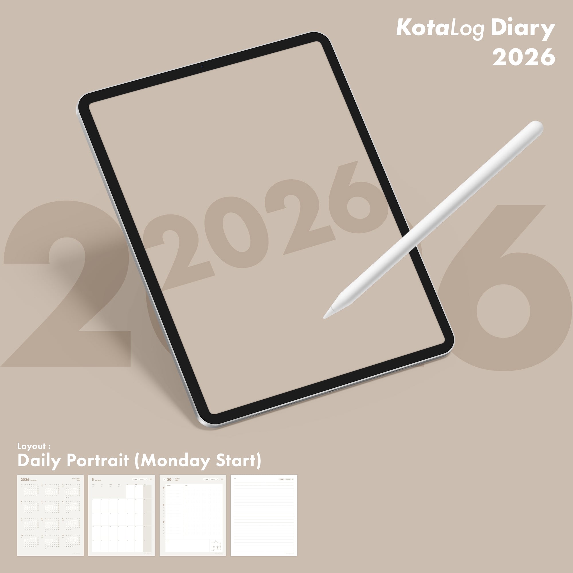KotaLog Diary 2026 Daily Por.