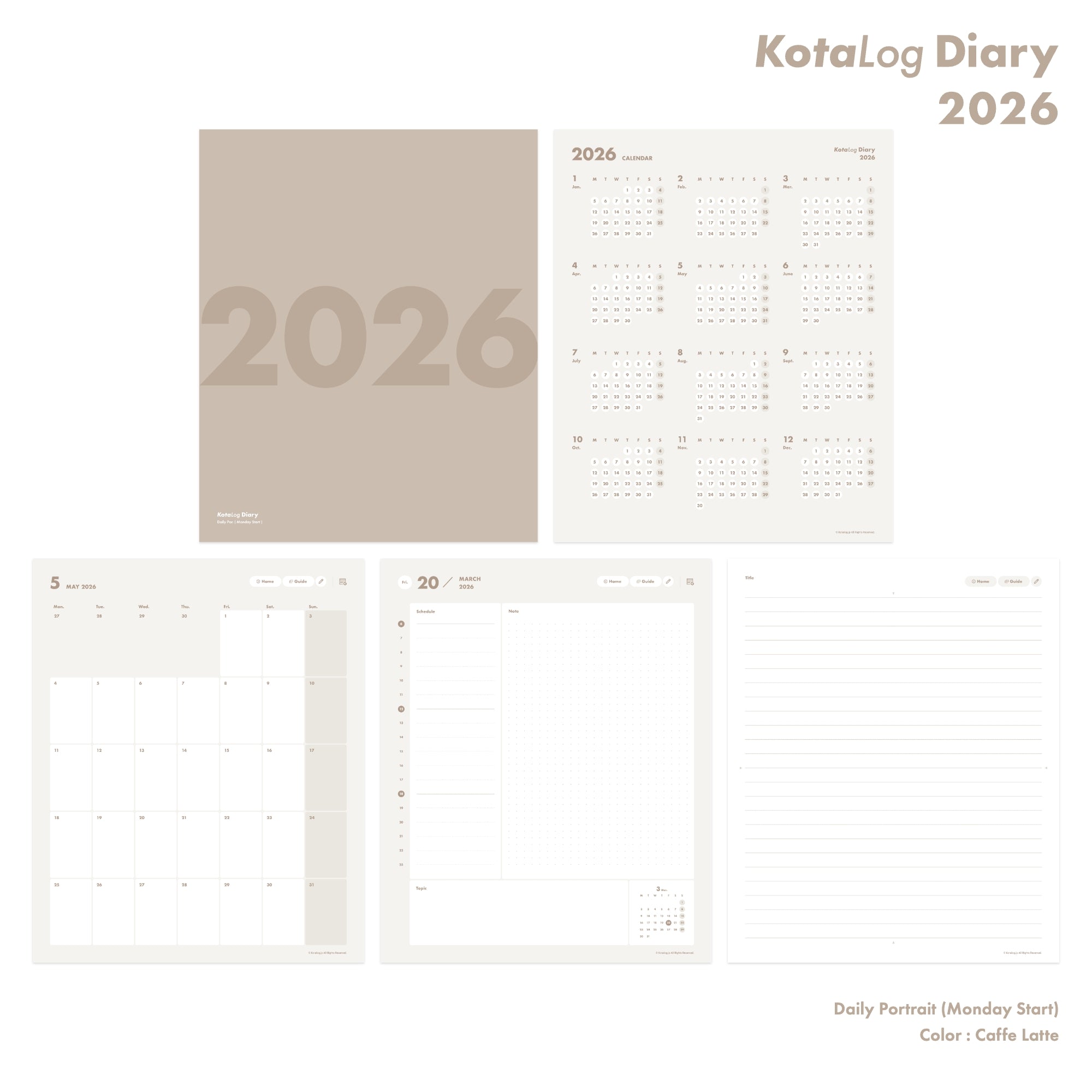 KotaLog Diary 2026 Daily Por.