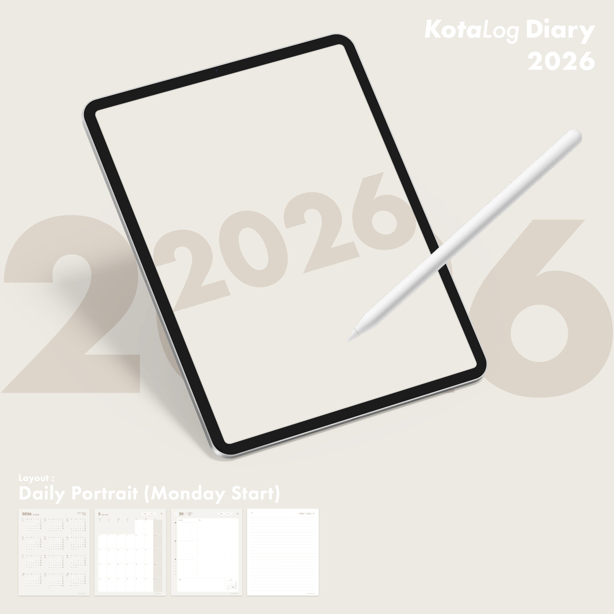 KotaLog Diary 2026 Daily Por.