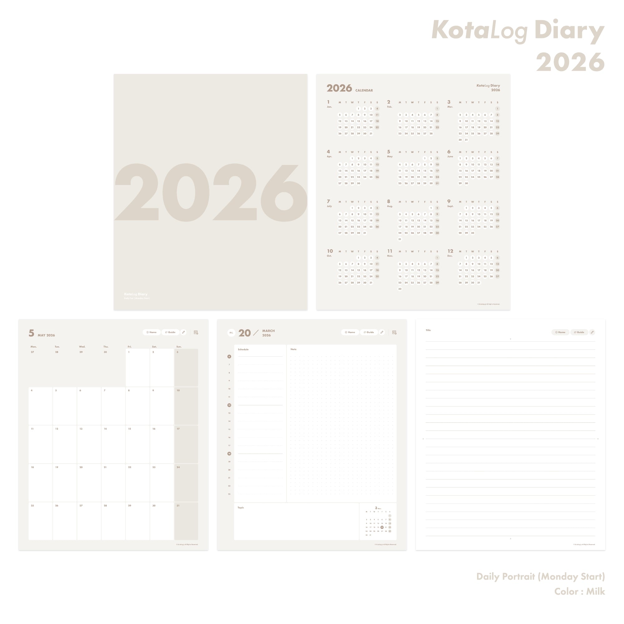 KotaLog Diary 2026 Daily Por.