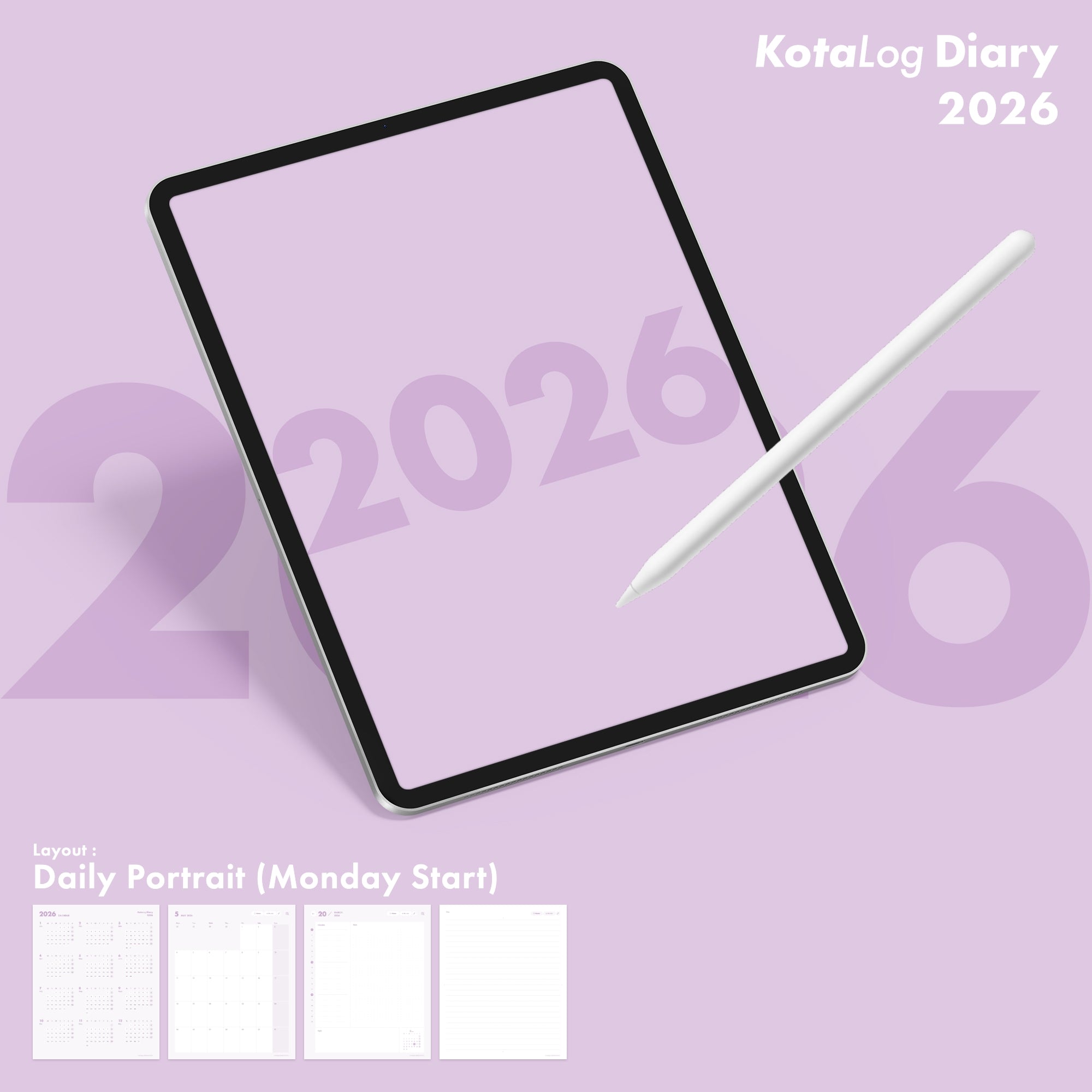 KotaLog Diary 2026 Daily Por.