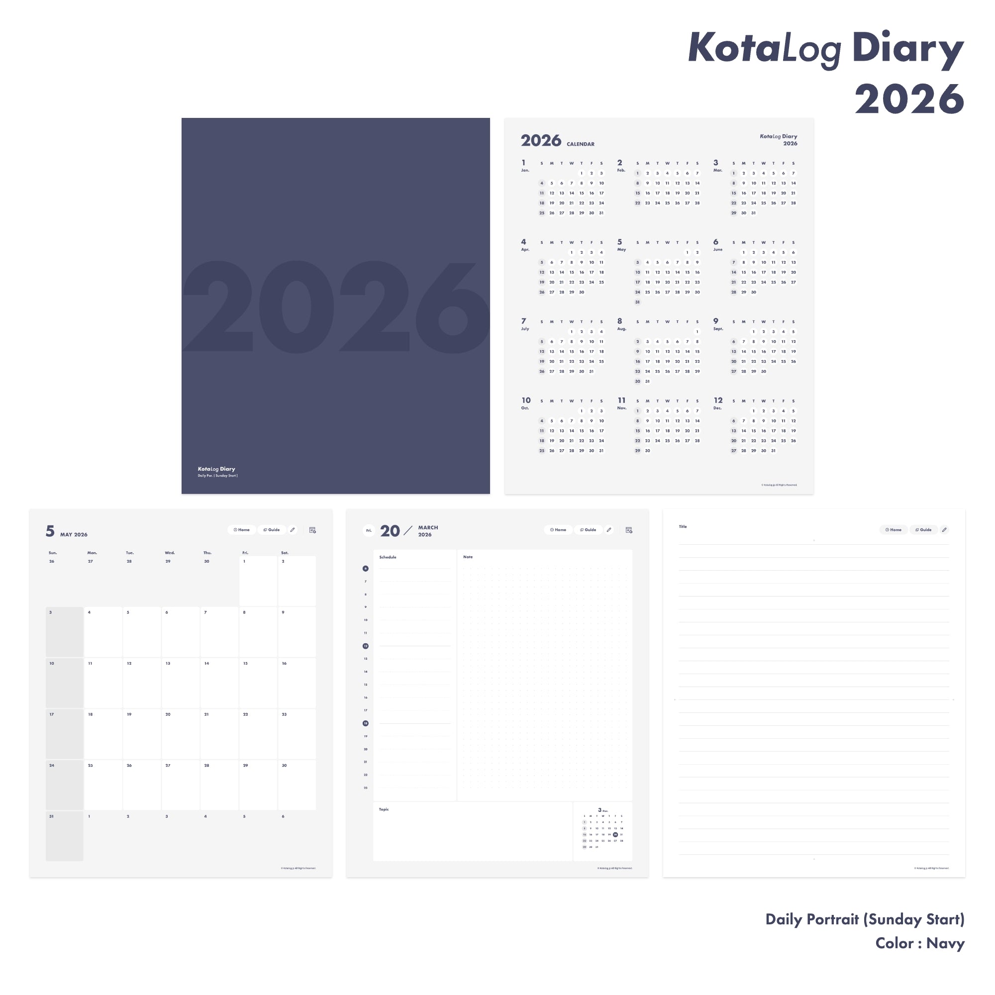 KotaLog Diary 2026 Daily Por.