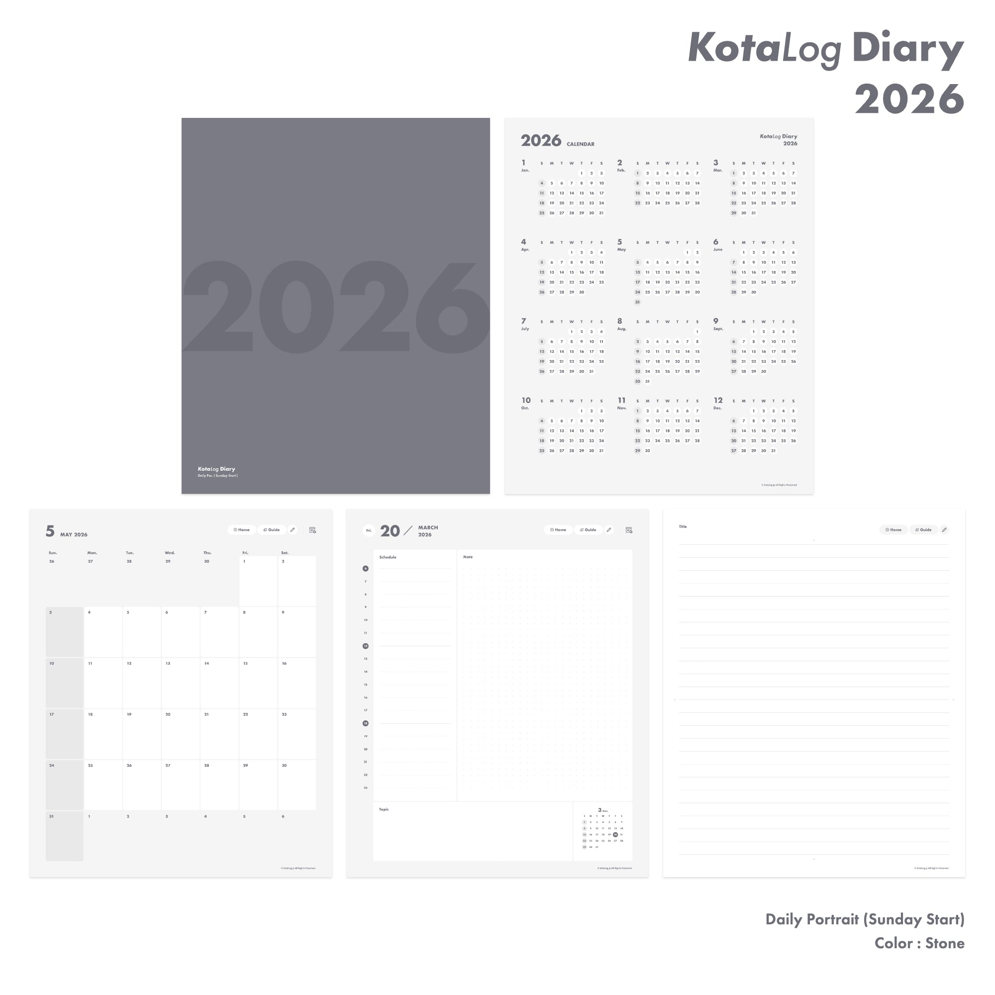 KotaLog Diary 2026 Daily Por.