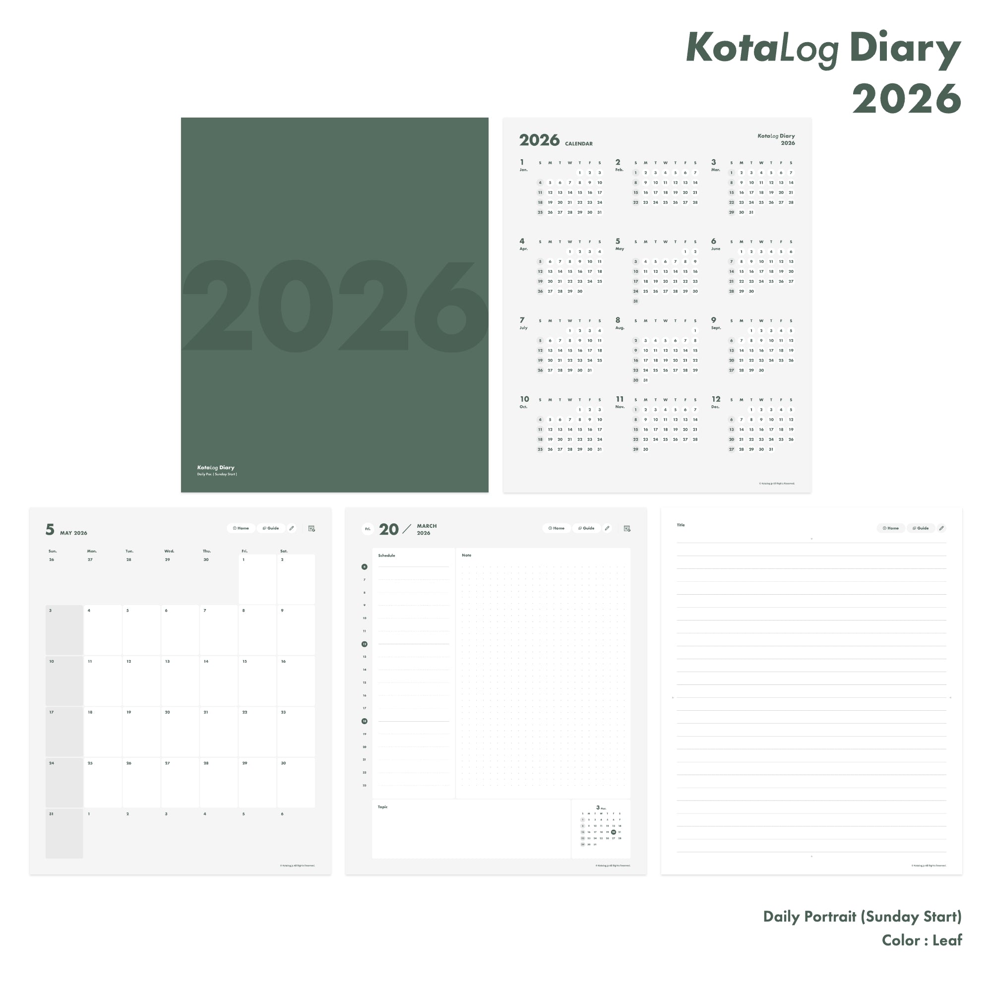 KotaLog Diary 2026 Daily Por.