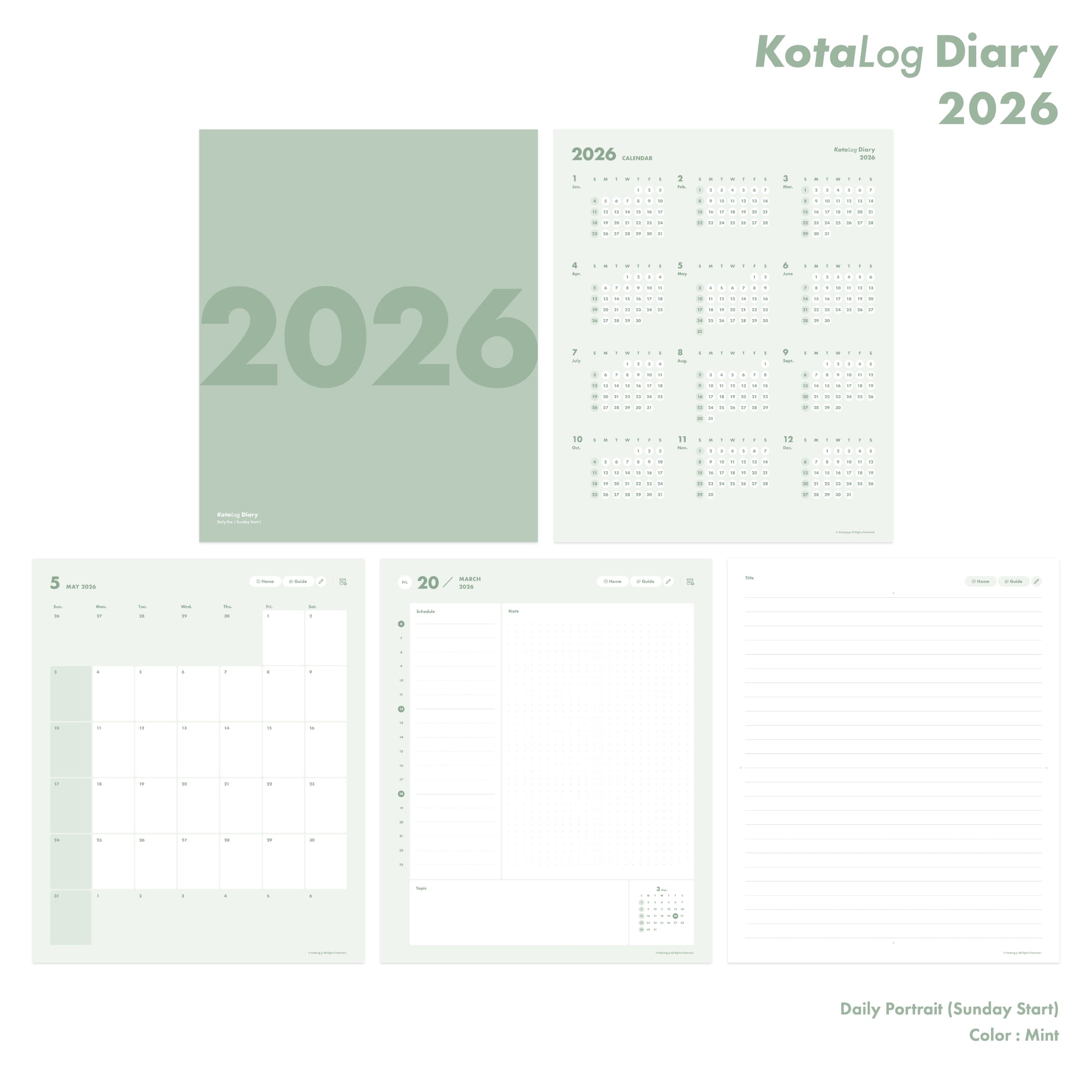 KotaLog Diary 2026 Daily Por.