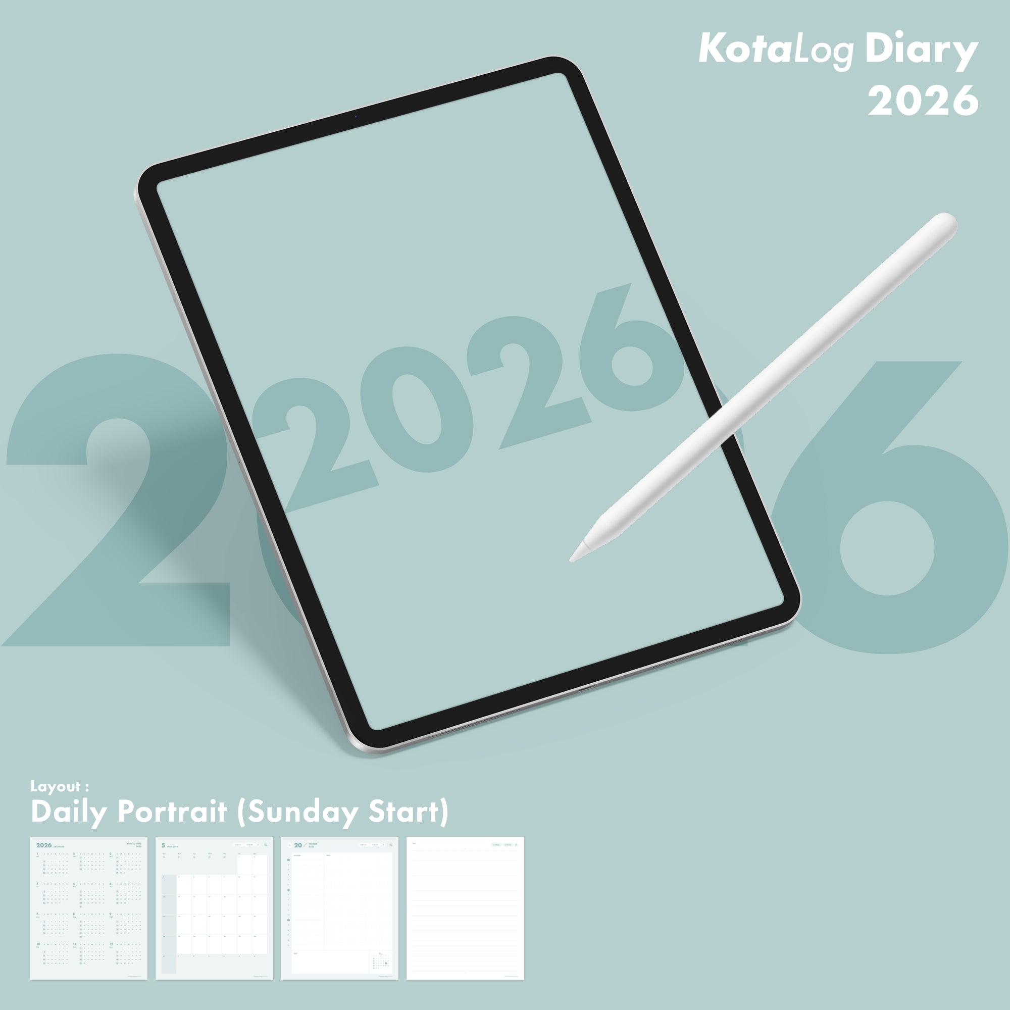 KotaLog Diary 2026 Daily Por.