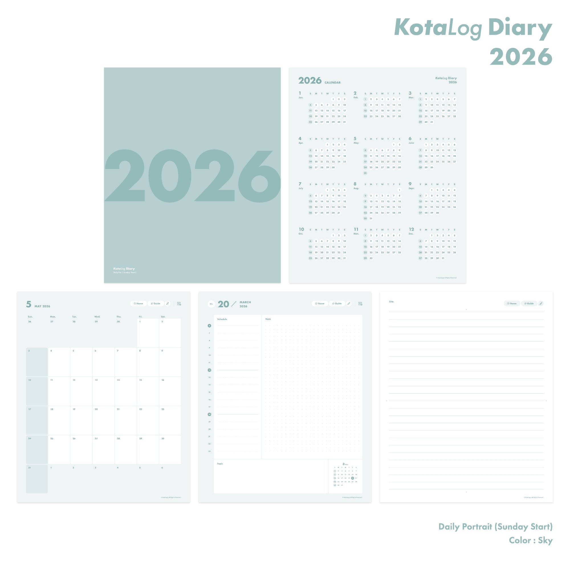 KotaLog Diary 2026 Daily Por.