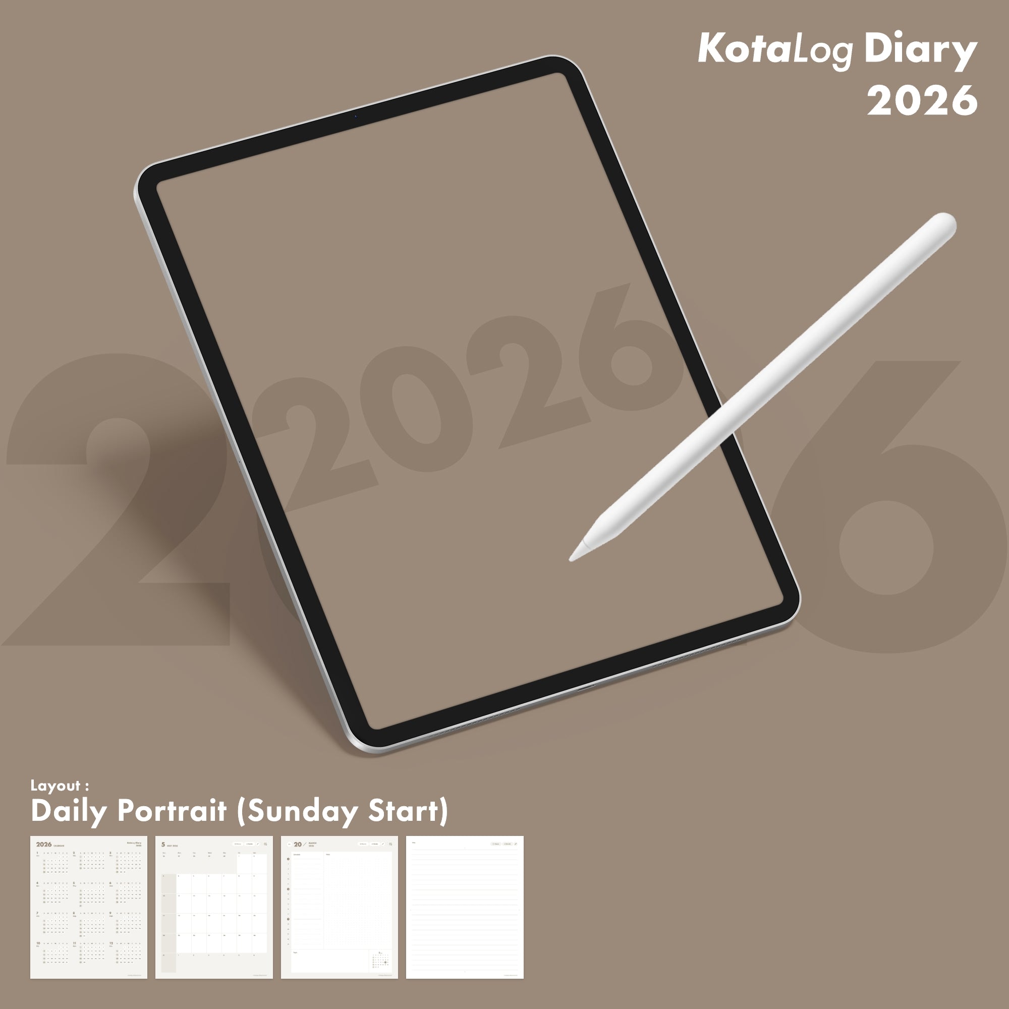 KotaLog Diary 2026 Daily Por.