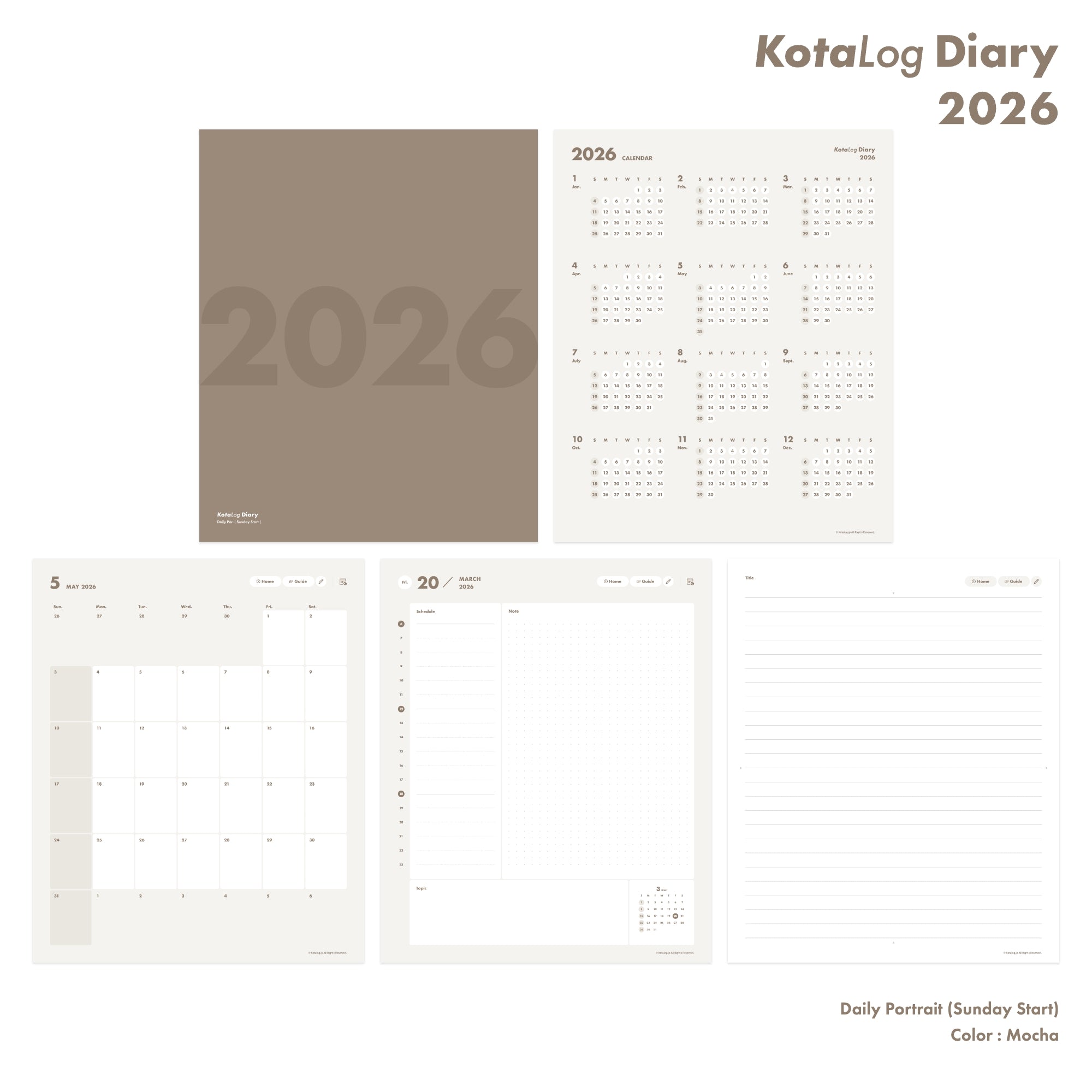 KotaLog Diary 2026 Daily Por.