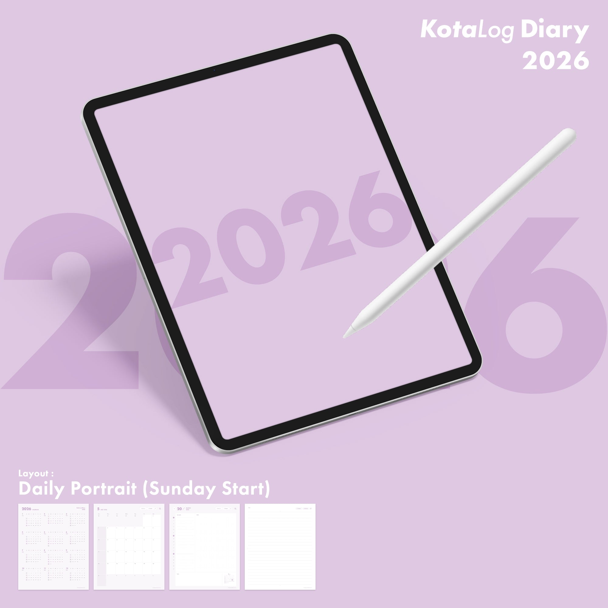 KotaLog Diary 2026 Daily Por.