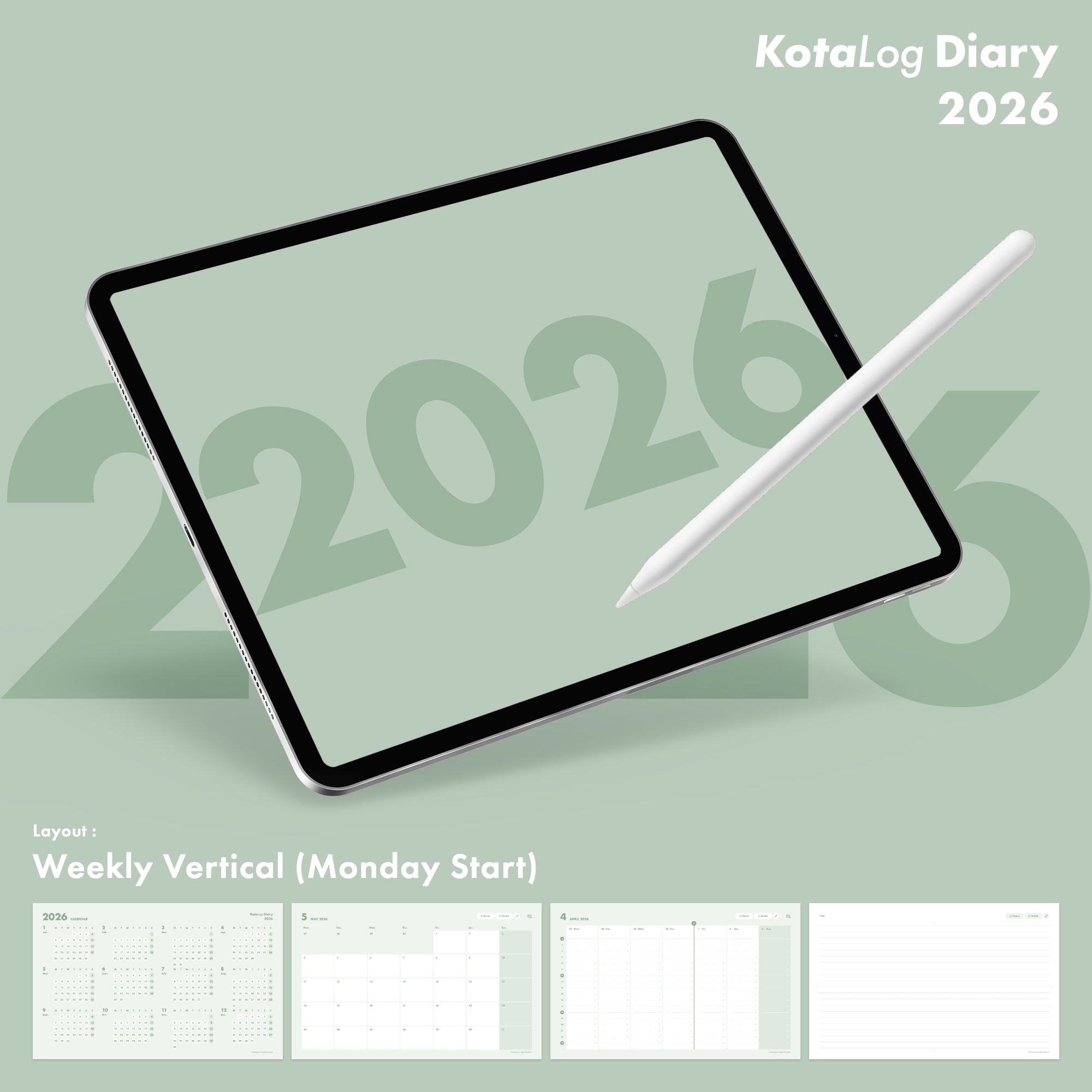 KotaLog Diary 2026 Vert.