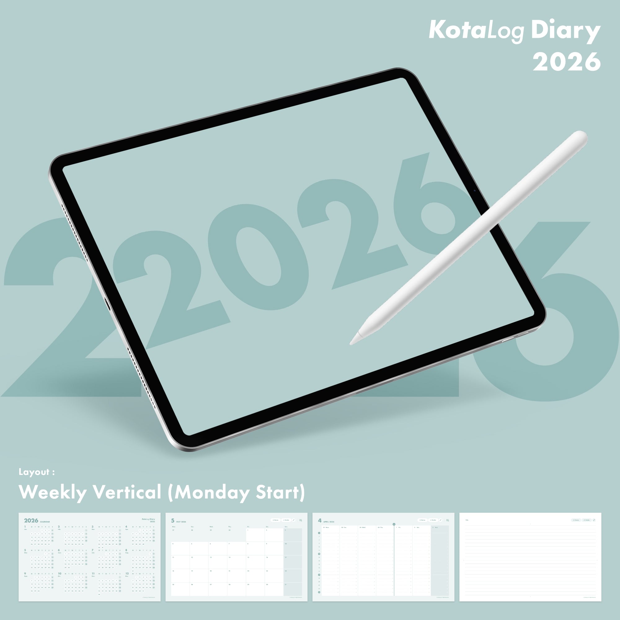 KotaLog Diary 2026 Vert.