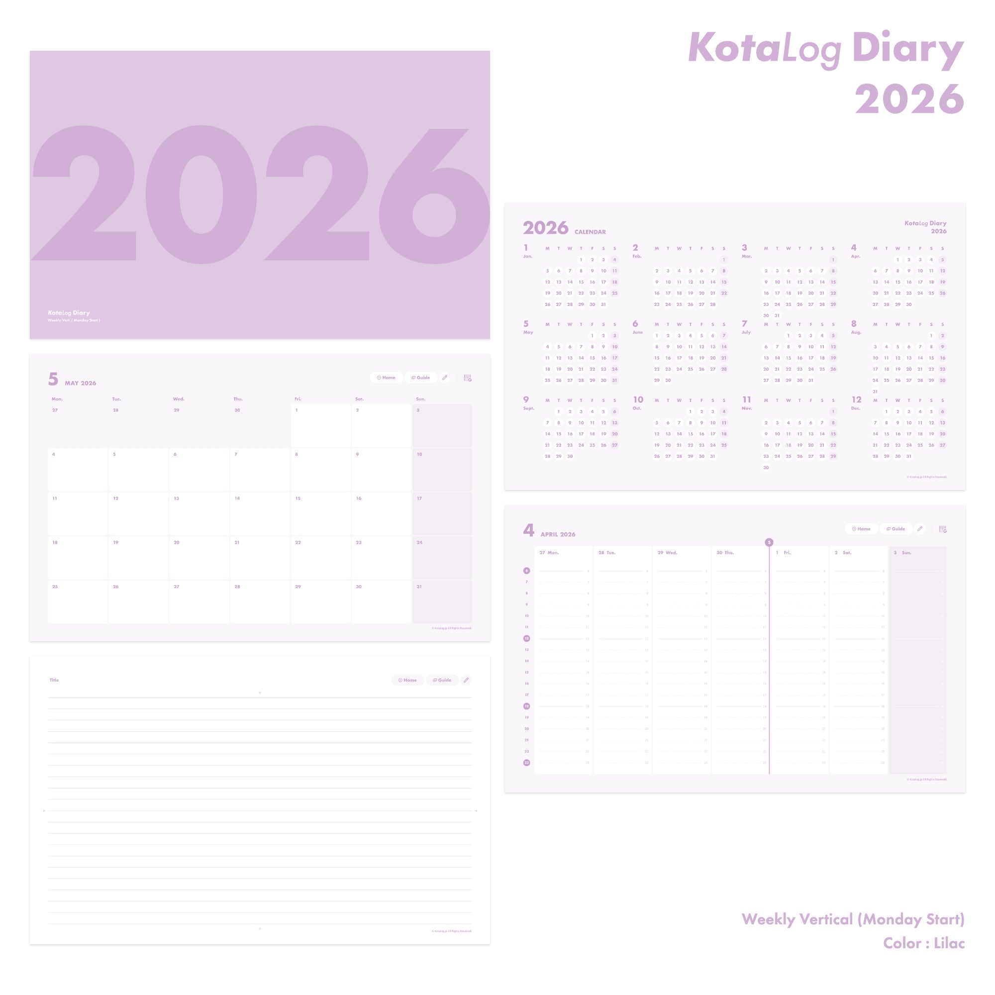 KotaLog Diary 2026 Vert.