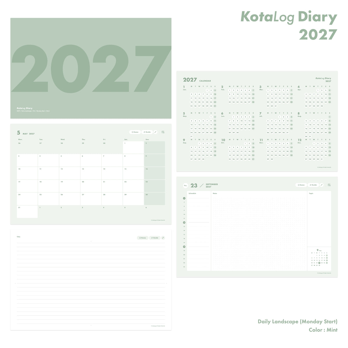 KotaLog Diary 2027 Daily Lan.