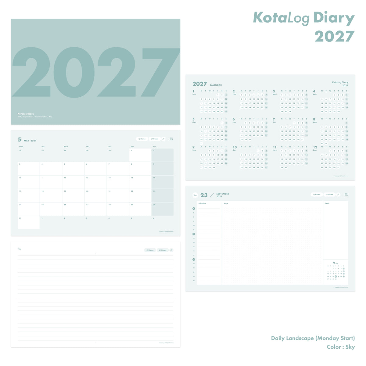 KotaLog Diary 2027 Daily Lan.