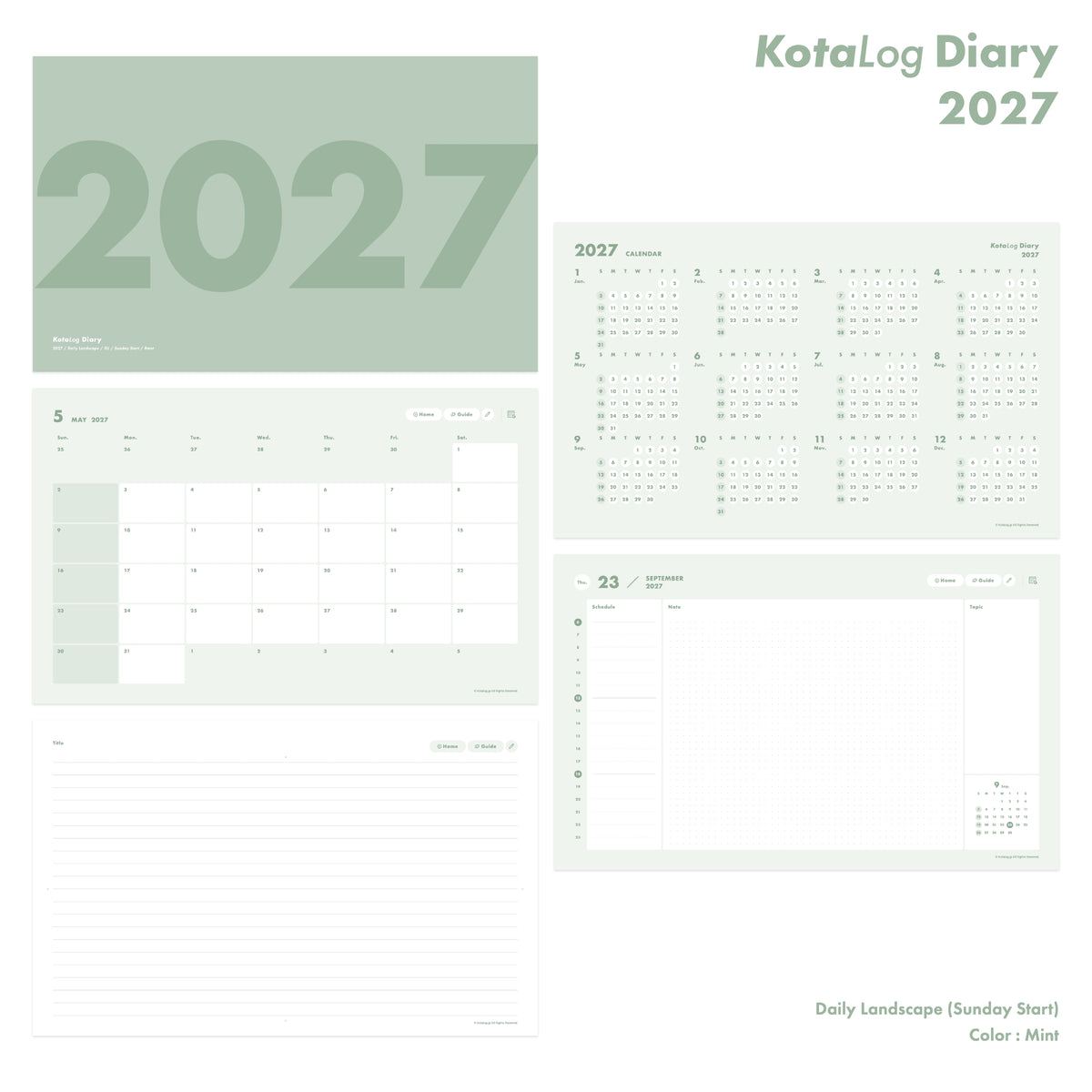 KotaLog Diary 2027 Daily Lan.