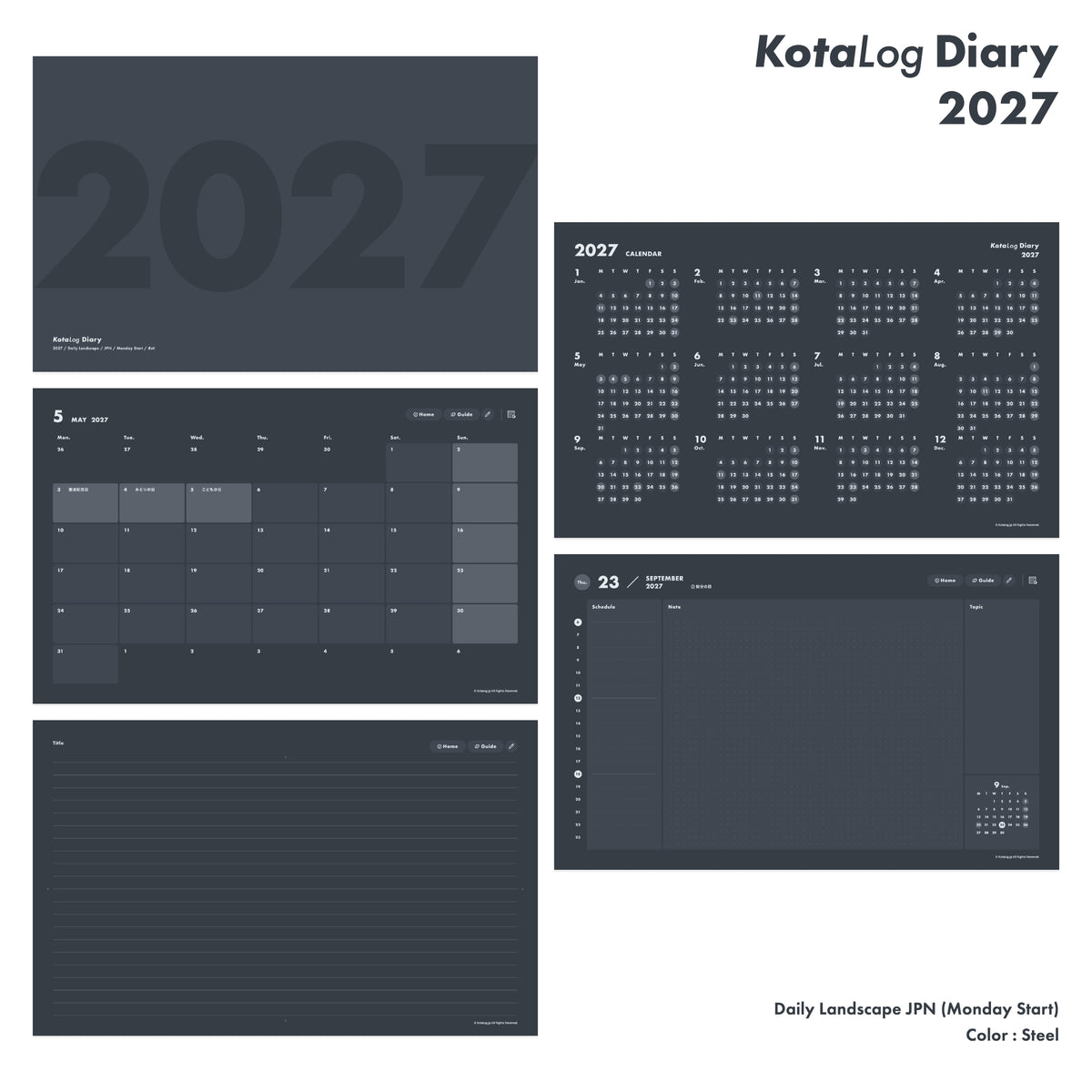 KotaLog Diary 2027 Daily Lan.JPN (日本の祝日)