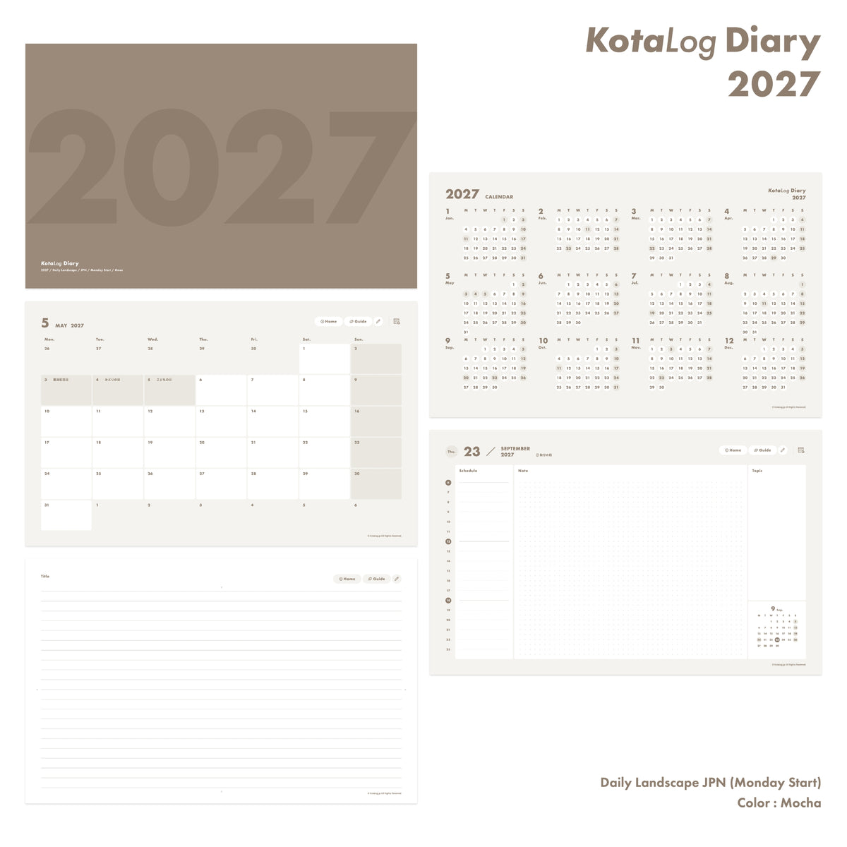 KotaLog Diary 2027 Daily Lan.JPN (日本の祝日)