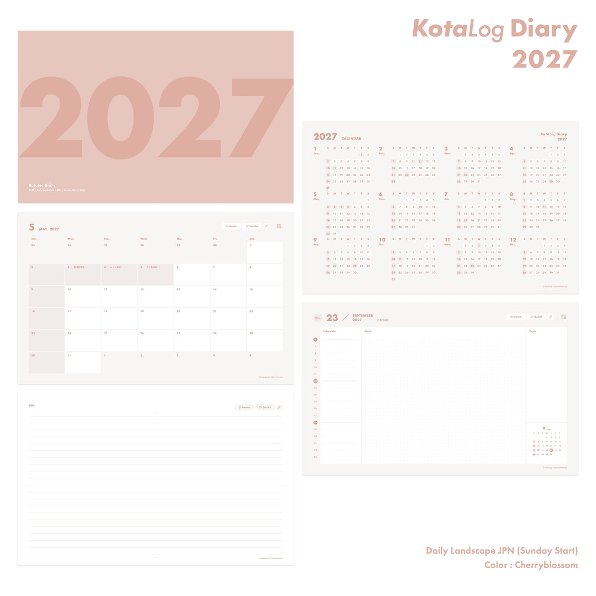 KotaLog Diary 2027 Daily Lan.JPN (日本の祝日)