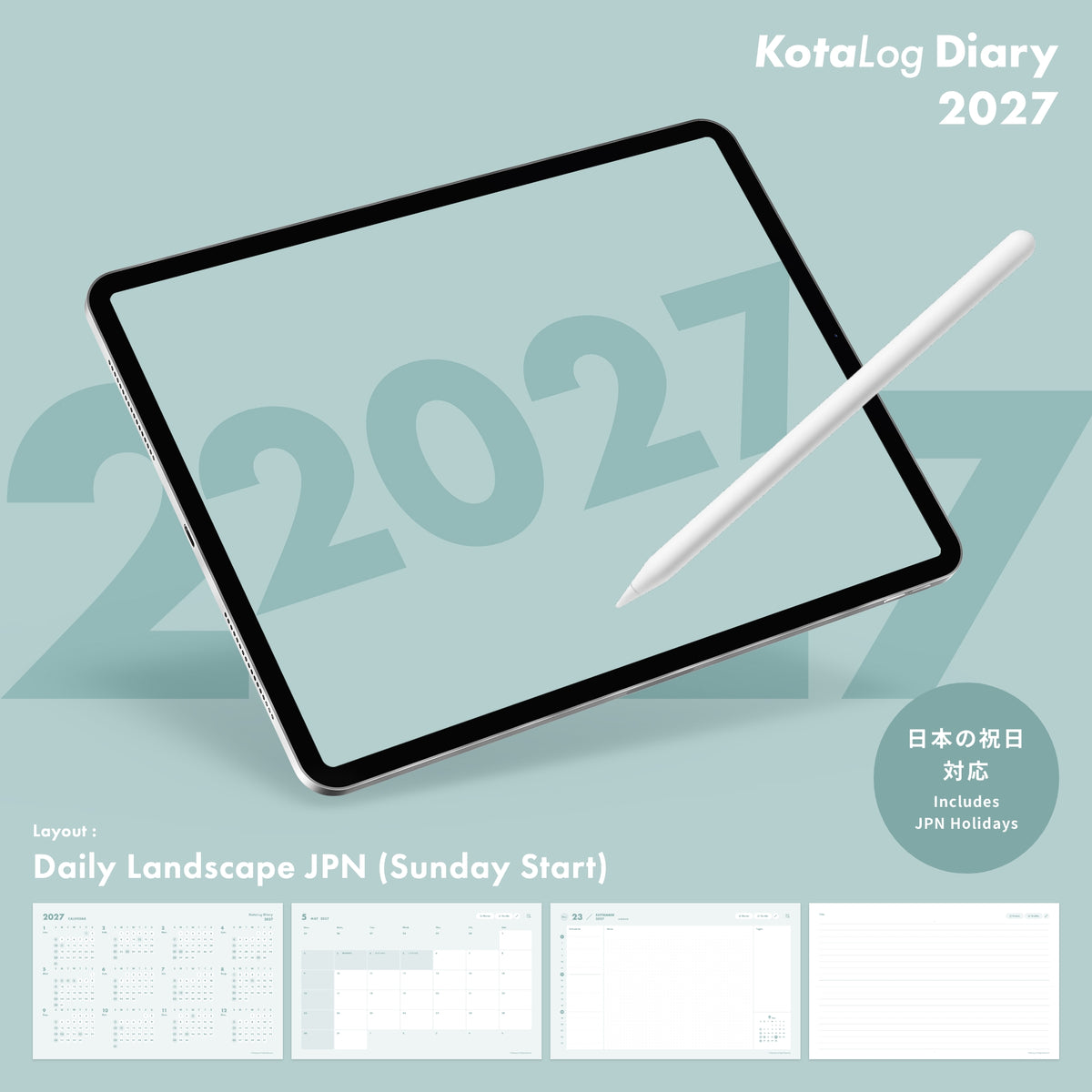 KotaLog Diary 2027 Daily Lan.JPN (日本の祝日)