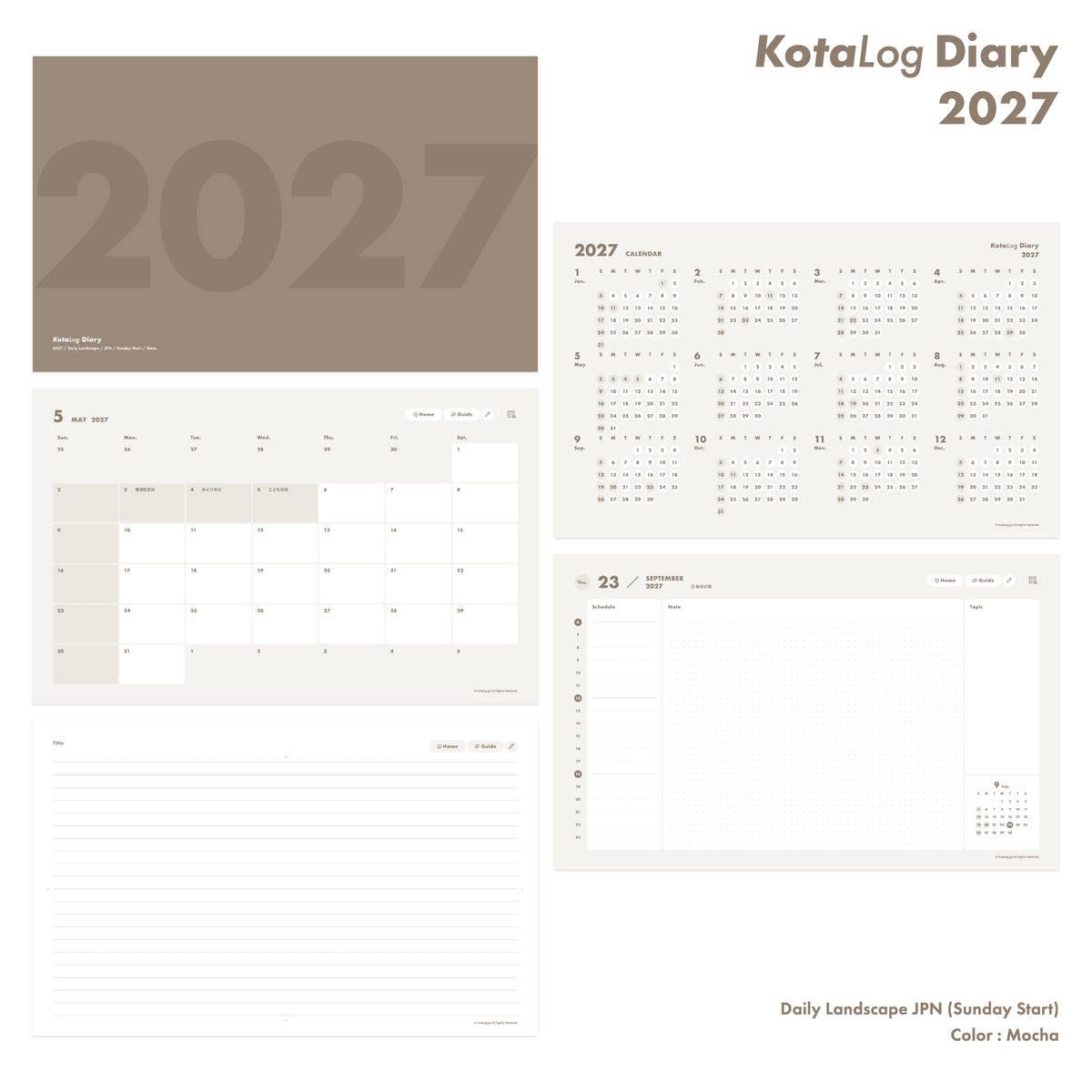 KotaLog Diary 2027 Daily Lan.JPN (日本の祝日)