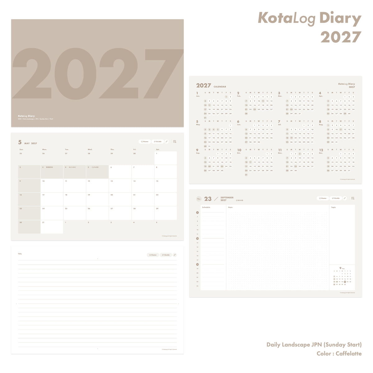 KotaLog Diary 2027 Daily Lan.JPN (日本の祝日)
