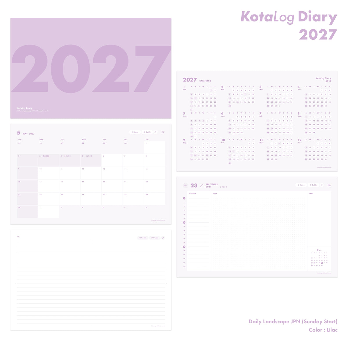 KotaLog Diary 2027 Daily Lan.JPN (日本の祝日)