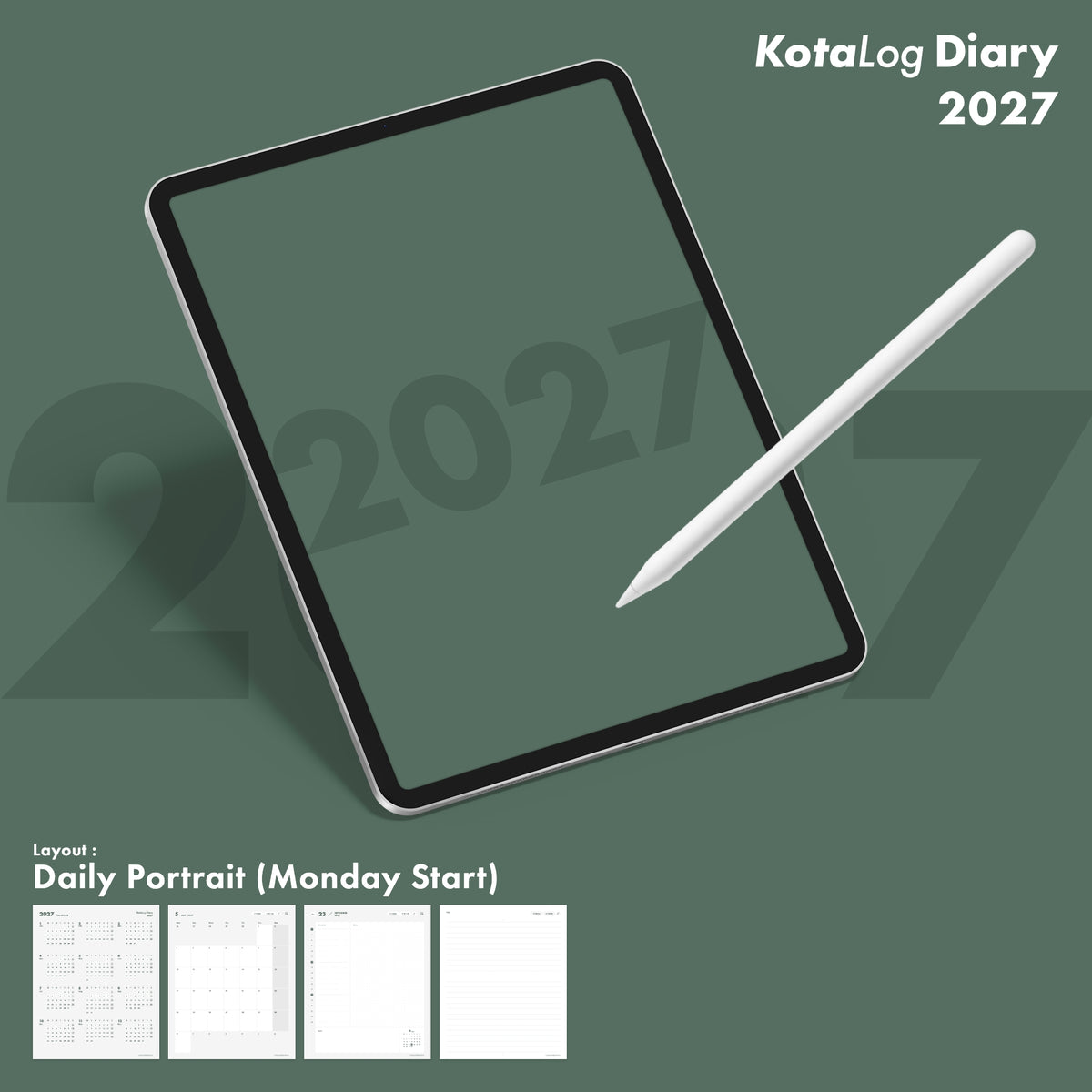 KotaLog Diary 2027 Daily Por.