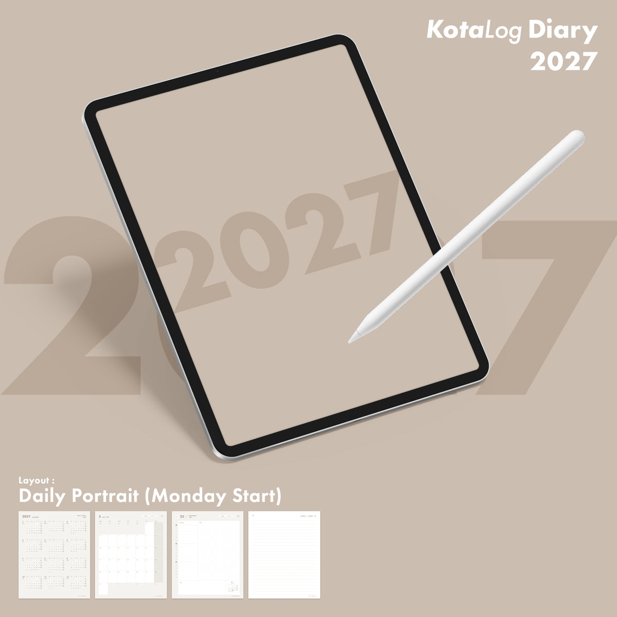 KotaLog Diary 2027 Daily Por.