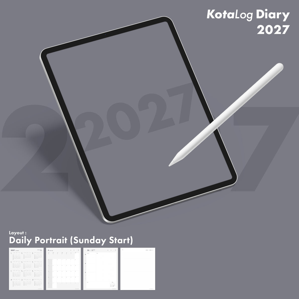 KotaLog Diary 2027 Daily Por.
