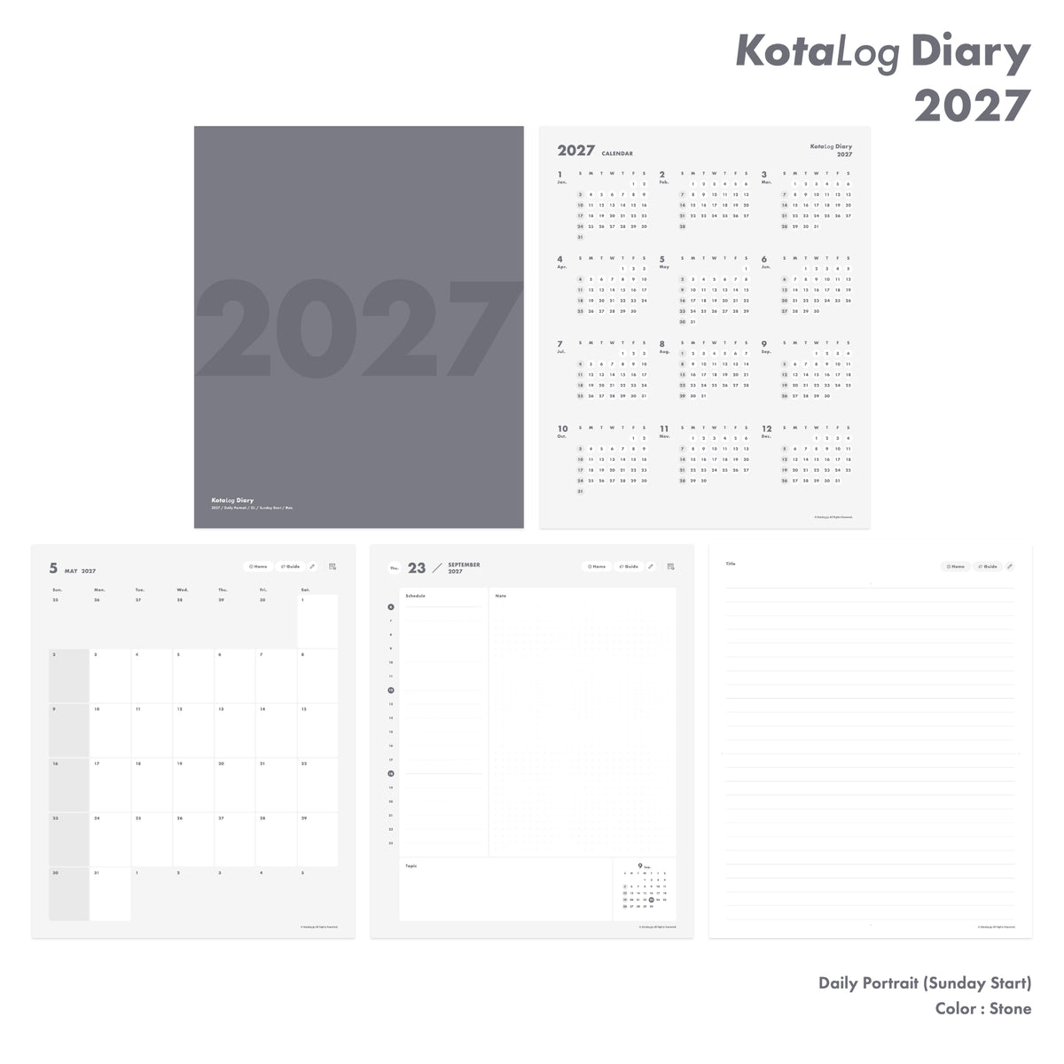 KotaLog Diary 2027 Daily Por.