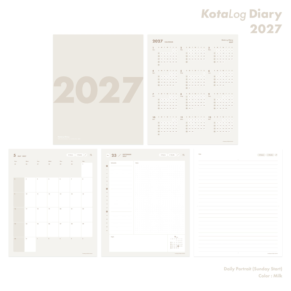 KotaLog Diary 2027 Daily Por.