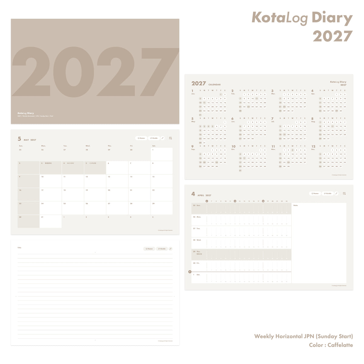 KotaLog Diary 2027 Hor.JPN (日本の祝日)