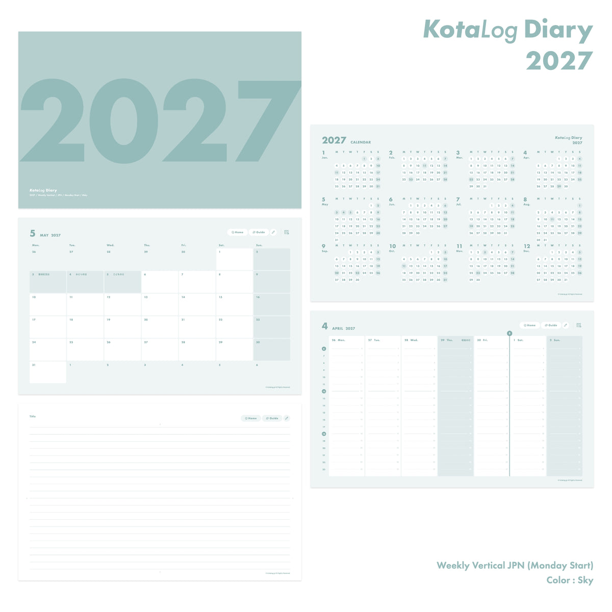 KotaLog Diary 2027 Vert.JPN (日本の祝日)