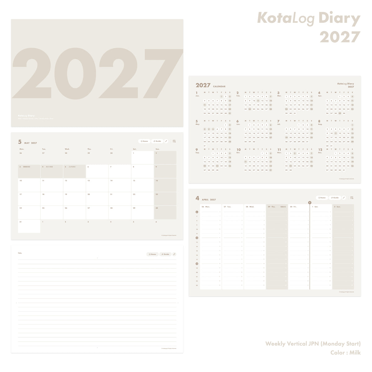 KotaLog Diary 2027 Vert.JPN (日本の祝日)