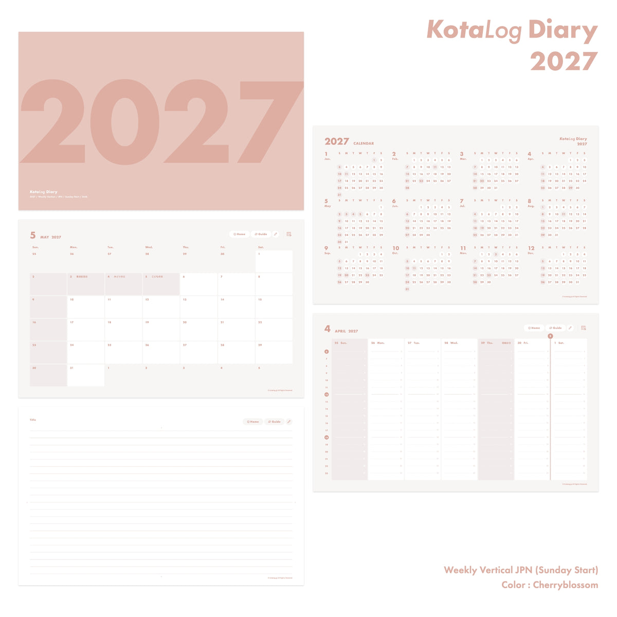 KotaLog Diary 2027 Vert.JPN (日本の祝日)