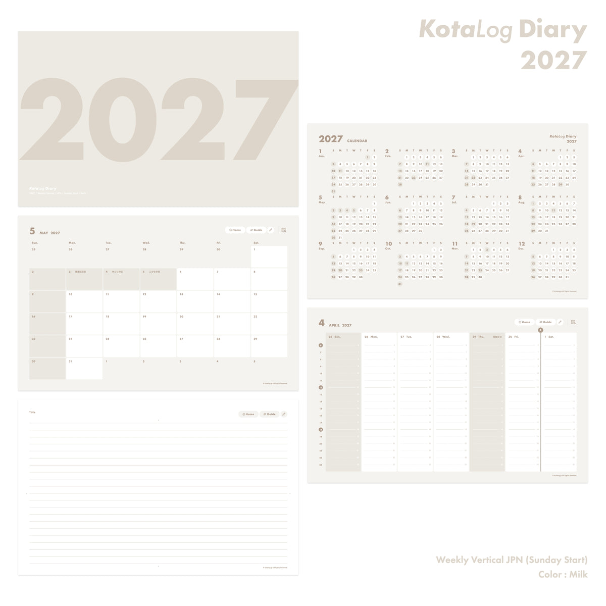 KotaLog Diary 2027 Vert.JPN (日本の祝日)