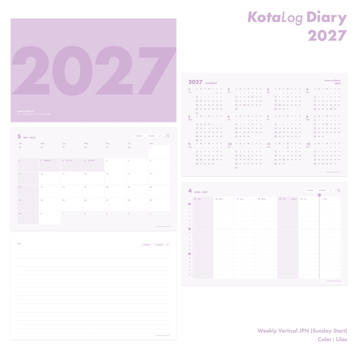 KotaLog Diary 2027 Vert.JPN (日本の祝日)