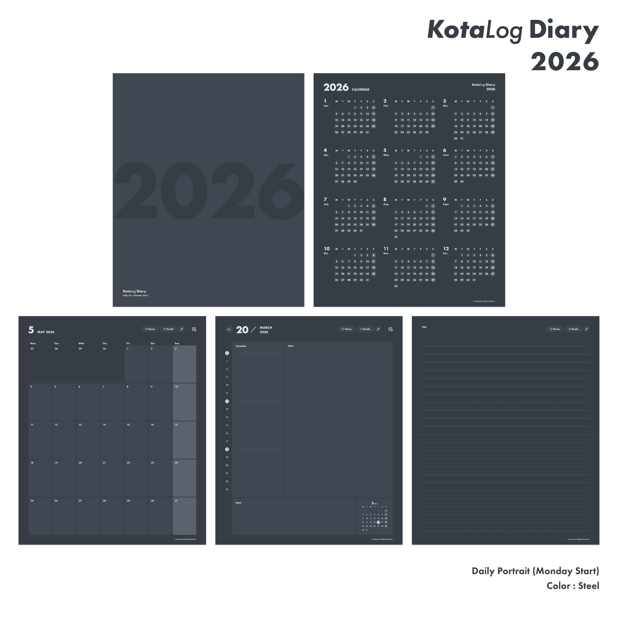 KotaLog Diary 2026 Daily Por.