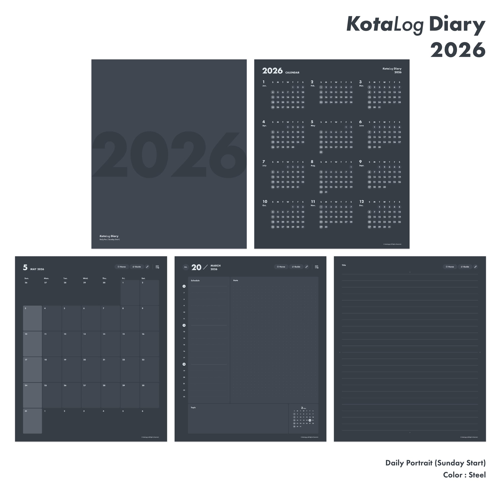 KotaLog Diary 2026 Daily Por.